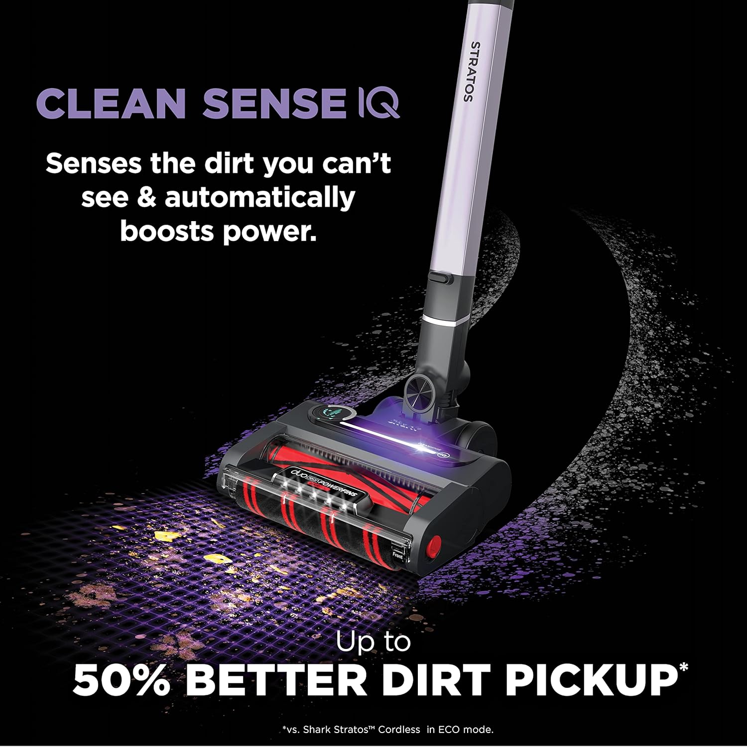Shark IZ862H Stratos Cordless Vacuum with Clean Sense IQ and Odor Neutralizer, DuoClean PowerFins HairPro, Lightweight Powerful Vacuum Up to 60 Minute Runtime, Ash Purple (Renewed)