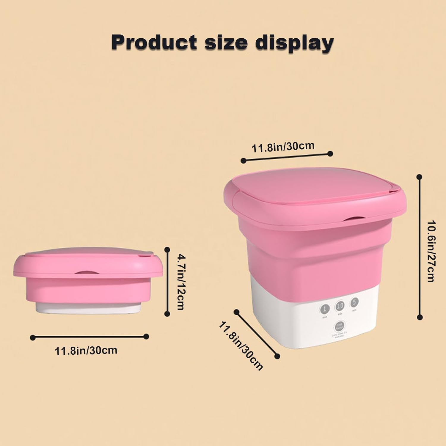 WHYATT Portable Washing Machine Mini Foldable 5.5L with Drain Basket for Baby Clothes, Underwear, Socks or Small Items