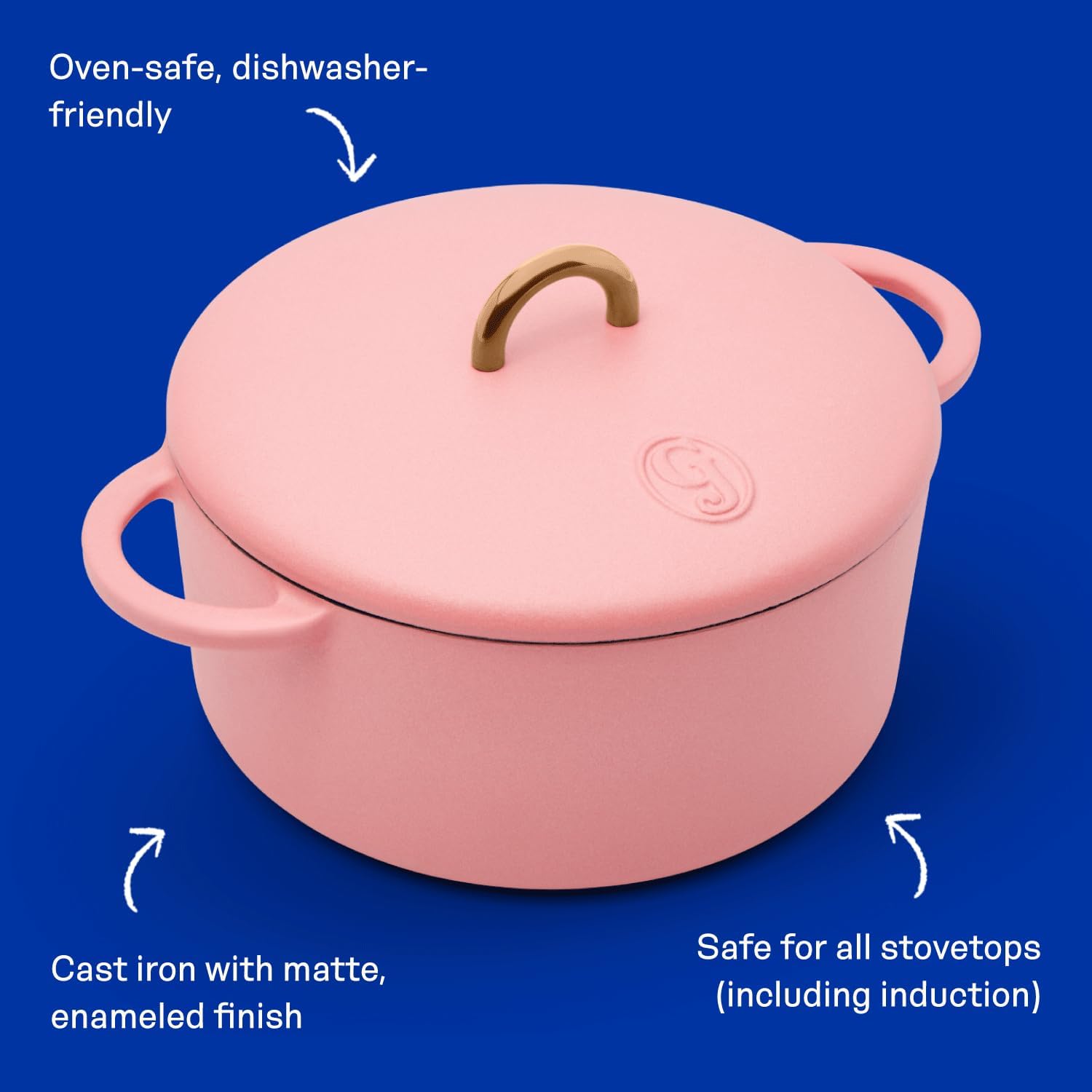 Great Jones Dutch Baby Dutch Oven with Lid (Taffy, 3.5-Quart) | Enameled Cast Iron, Round Shape | Safe for Stovetops & Ovens up to 500°F | Space-Saving & Dishwasher-Friendly | Small-Batch Cooking