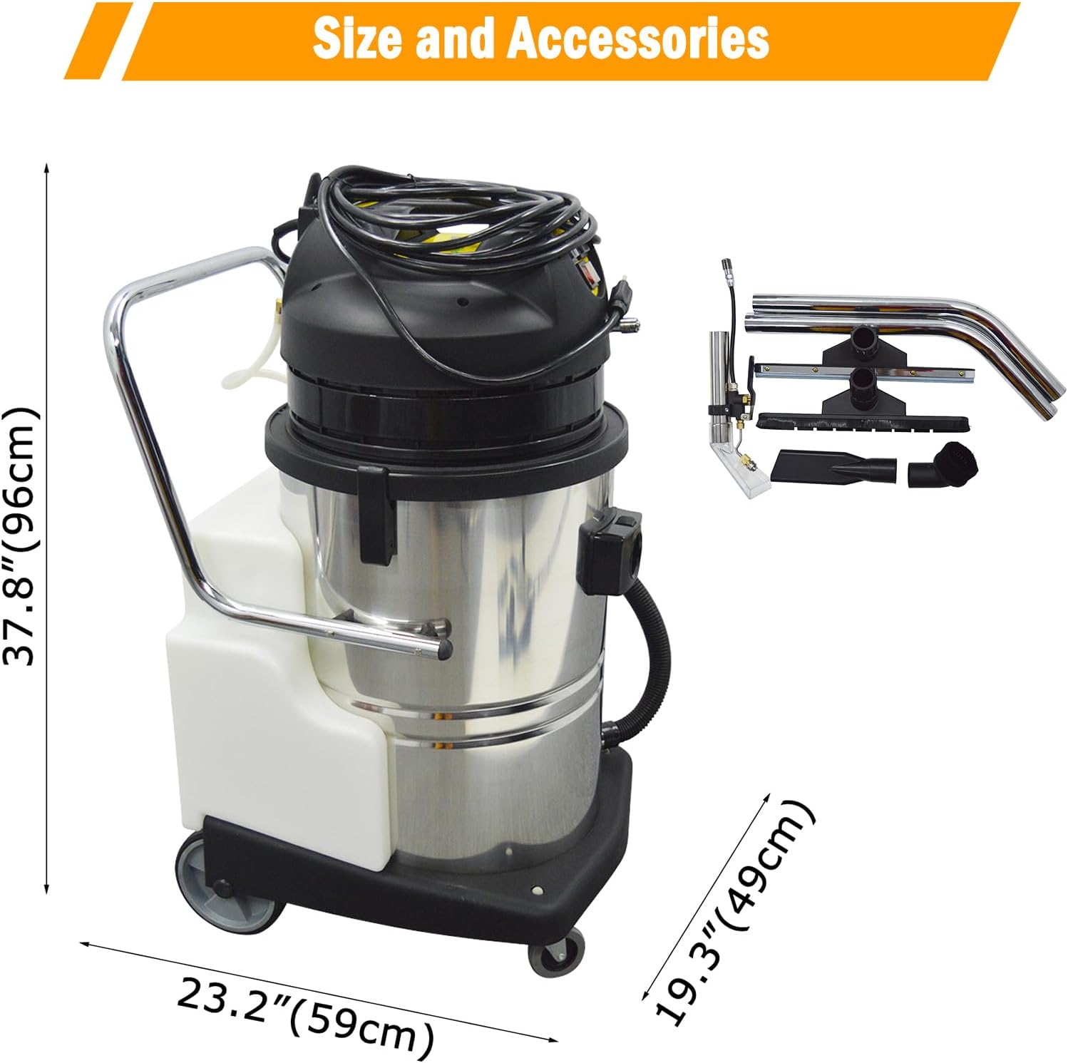 2000W Carpet Extractor 13.2Gal Upholstery Cleaning Spraying Machine Carpet Wet/Dry Cleaner Machine with 6 Joints 110V