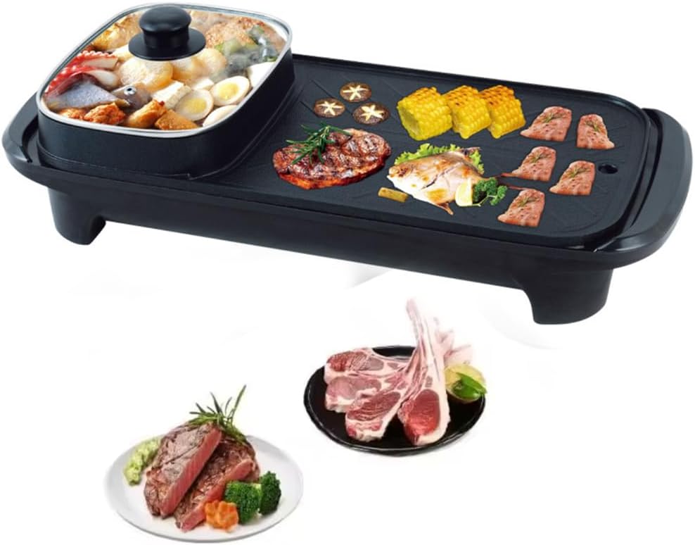 1300W 2-in-1 Large Nonstick Electric Griddle, Heat Up Fast Evenly Griddle Pan, Temperature Control, Non-Stick Coating for Meal Indoor BBQ Grill Party