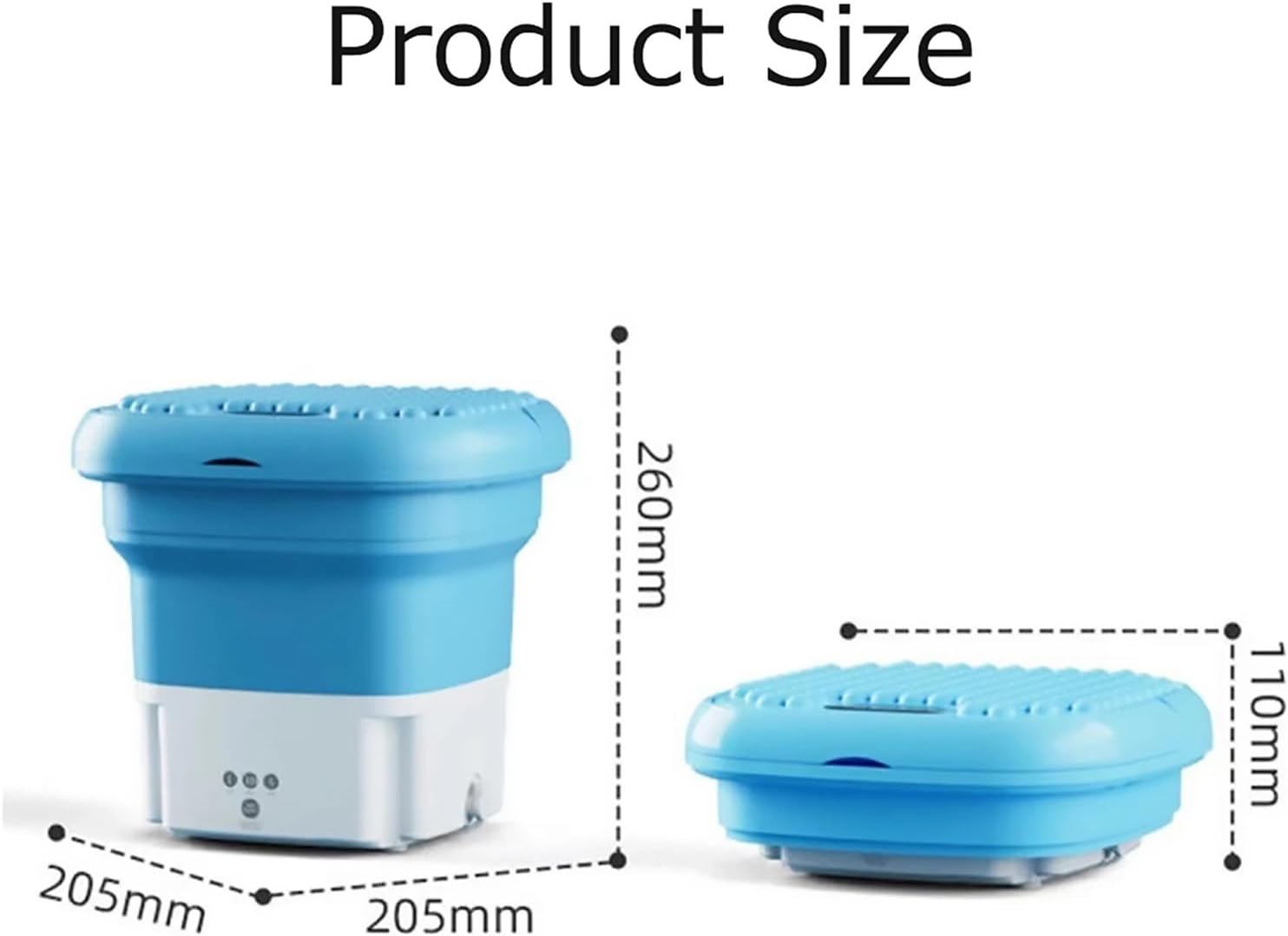 Compact Laundry Washe Small Household Folding Portable Automatic Ultrasonic Forward and Reverse Pulsator Imitation Hand Wash with Drain Hole Machine Dorm/Apartment(Blue)