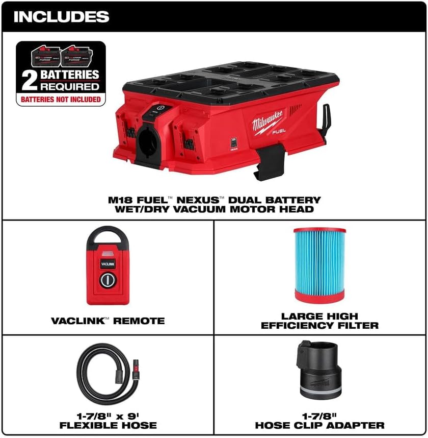 Milwaukee Electric - M18 Fuel Nexus Dual Battery Wet/Dry Vacuum Motor H