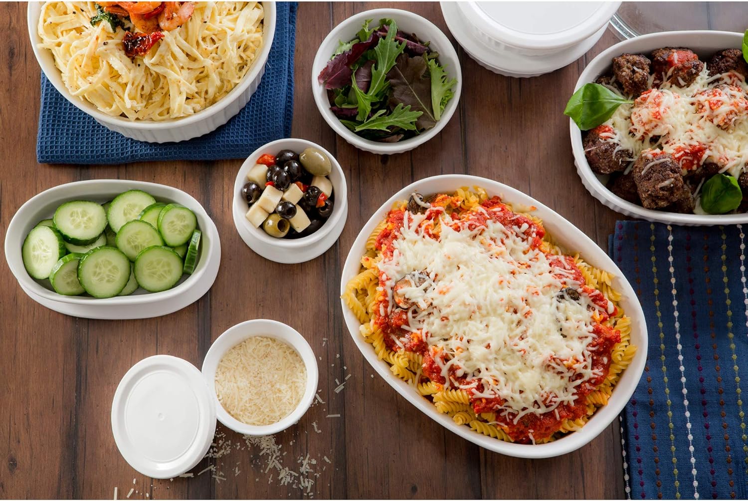 CorningWare French White 20-Pc Ceramic Bakeware Set with Lids Chip and Crack Resistant Stoneware Baking Supplies, Microwave, Dishwasher, Oven, Freezer and Fridge Safe