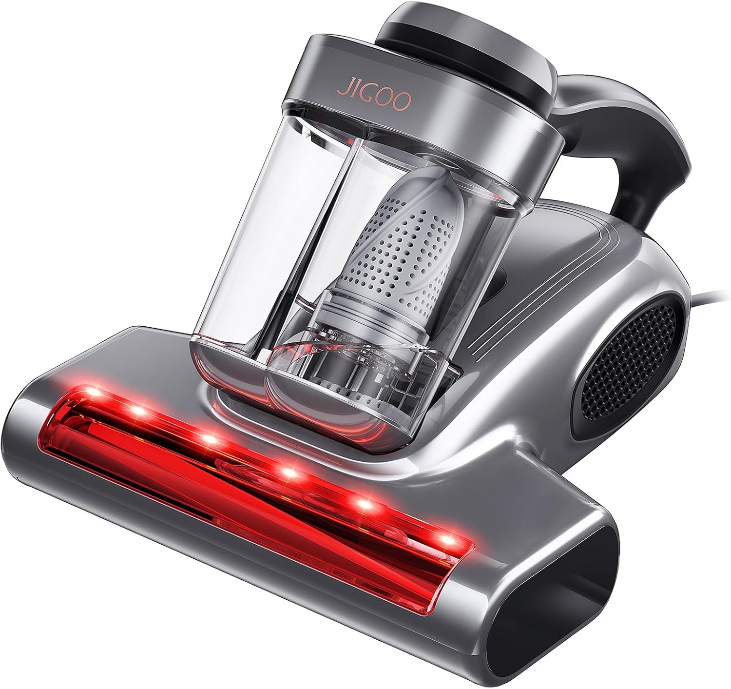 JIGOO Mattress Vacuum Cleaner, 550W 14KPa Bed Vacuum Cleaner with 33000 RPM/Min Tapping, 800mW UV-C Light, U-FIR Infrared, 60℃ Heat and Ultrasonic，Suitable for Bed, Sofa, Pillow, Crib (Corded)
