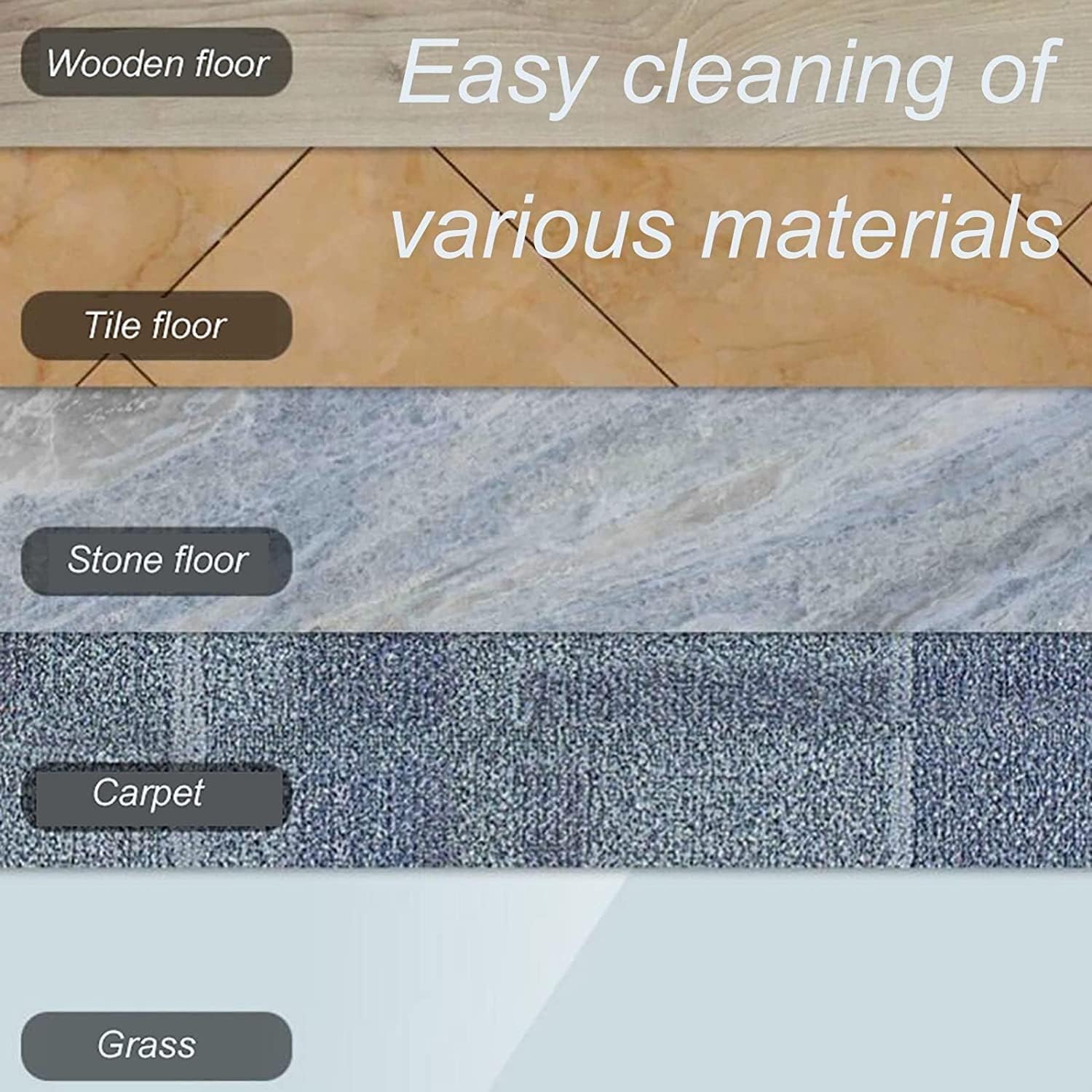 Steam Mop - Detachable Handheld Steam Cleaner, 20ft Power Cord and 300ml Water Tank, Suitable for Hardwood Floor, Carpet, Tile, Laminate, Marble (White)