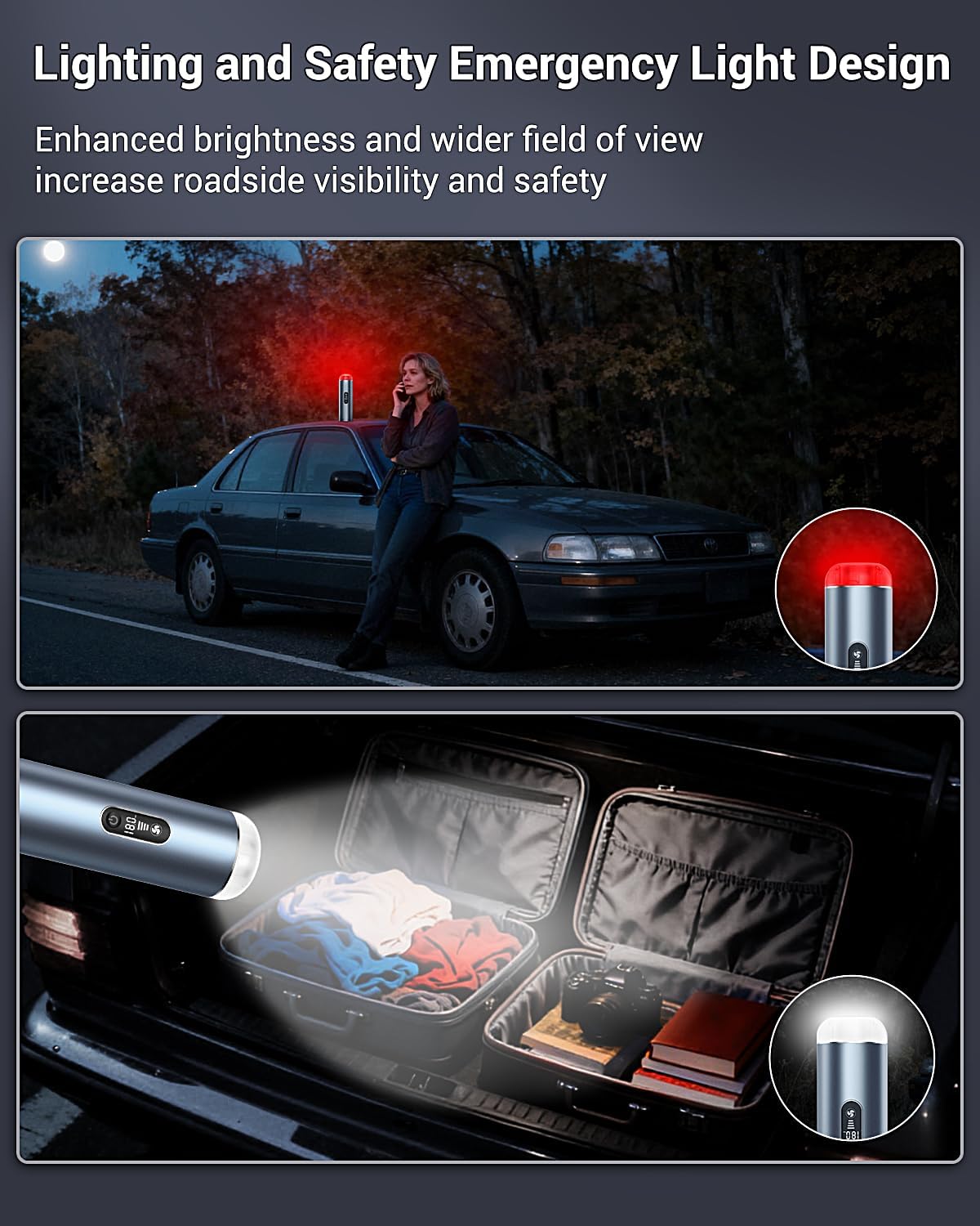 Handheld Vacuum Cordless, Powerful 18Kpa Car Vacuum with Brushless Motor, Portable Hand Held Vacuum with 3 Speed Modes, 5- in-1 Mini Vacuum Cleaner with White LED & Red Flash for home/Car/Office