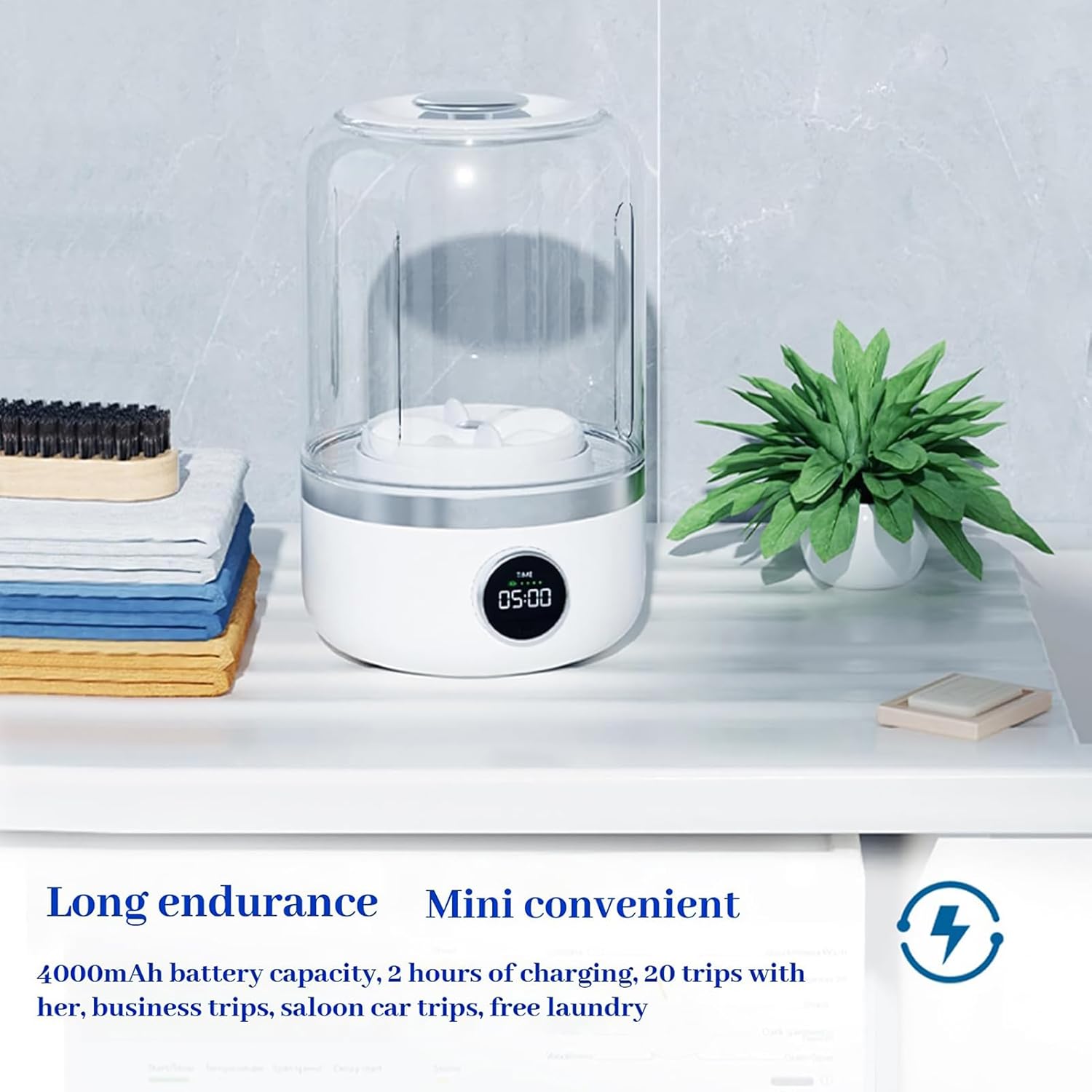 Ye02 Mini Washing Machine, Portable Cordless Underwear Washer Machine, Mini Laundry Washer with 2 Modes Cleaning for Underwear, Socks, Travel, Camping, RV