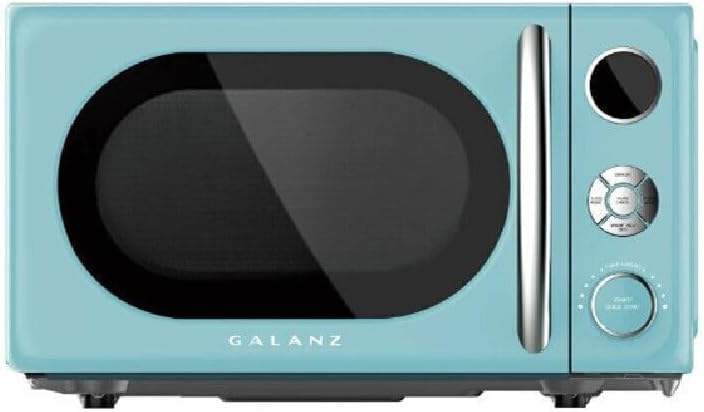 Vintage Retro Microwave Oven 0.7 cu ft, 700W Compact Blue Kitchen Appliance, Stylish Retro Design for Small Spaces, Ideal Countertop Microwave, OEM Genuine Parts Included