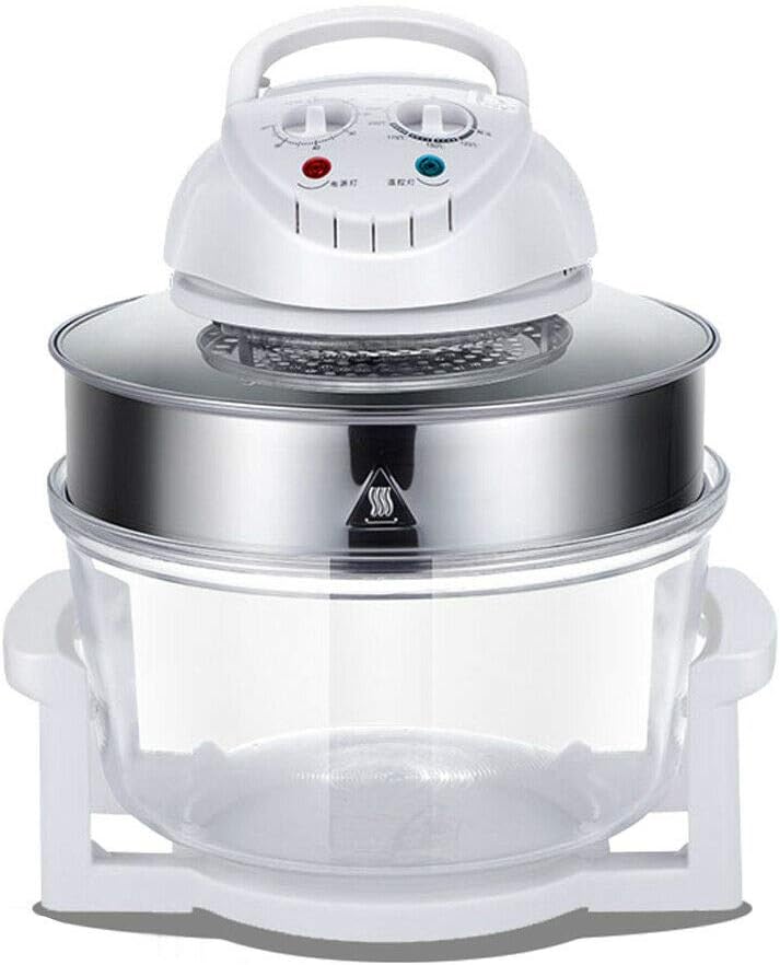 12L Convection Roaster Air Fryer Oven Turbo Electric Cooker Recipe 360° Heating,Infrared Convection, Halogen Oven Countertop, Cooking, Stainless Steel, Prepare Quick Healthy Meals White