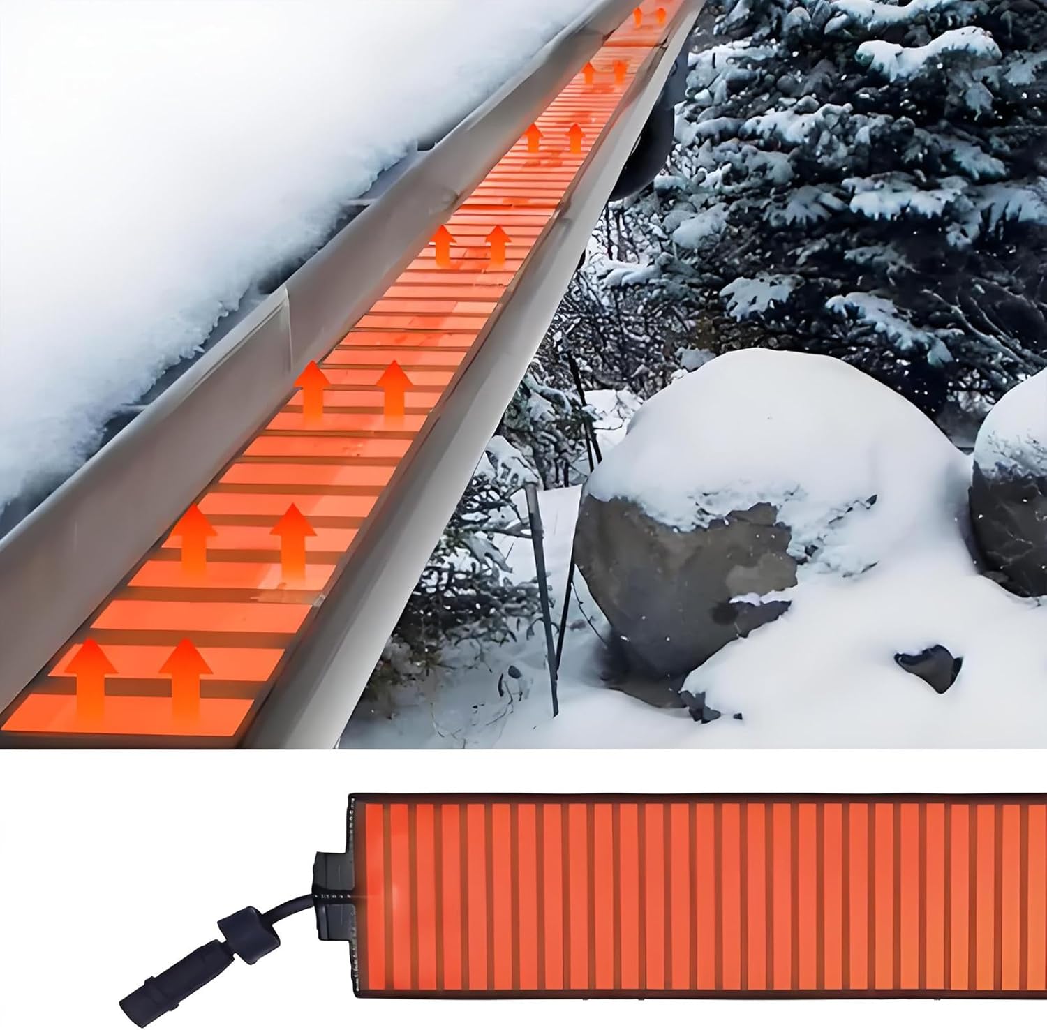 Industrial Roof Snow Melting Mat - Outdoor Gutter Heater, Corridor Heated Mats, Prevent Ice Dams for Roofs and Gutters, Rapid and Even Heating for De-Icing Snow Removal Pad 760cm/24.9ft
