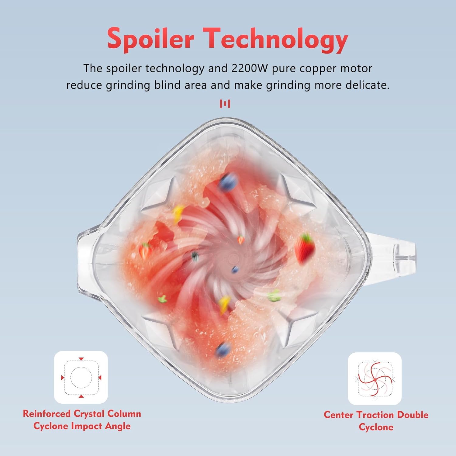 Professional Smoothie Blender, 2200W Electric Blender with 6-edge Blade, 68oz BPA Free Jar, Small Smoothie Blender with Low Noise, for Milkshakes Smoothies Sauces Fresh Juices