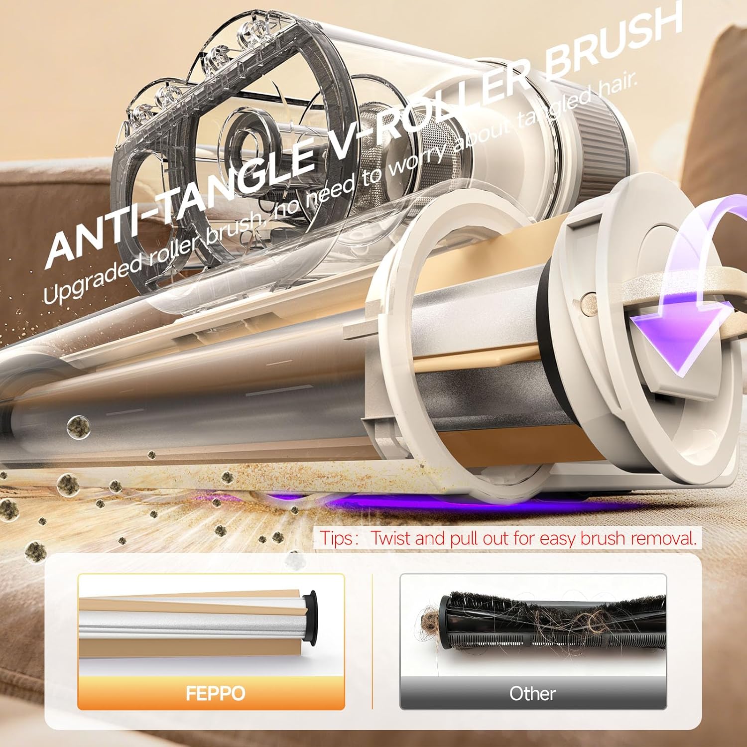 FEPPO 4-in-1 Mattress Vacuum Cleaner PRO, 16KPa Handheld Vacuum with UV-C Light, 40,000 Beats/Min Tapping, 140°F Hot Air, HEPA Filter for Bed, Sofa, Crib (Corded, 550W)