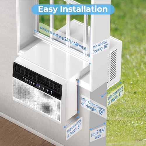 U-Shaped Window Air Conditioner, 12000BTU Window AC Units Cools up to 550 Sq. Ft, 6 Modes, Saddle Window AC Unit with Full Window View, Energy Saving, Installation Kit Included, CEER 10.5