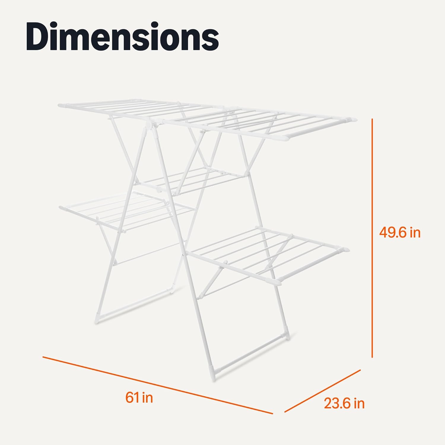 Amazon Basics Foldable 4-Wing Metal Clothes Drying Rack, 61x23.6x49.6 inches, White