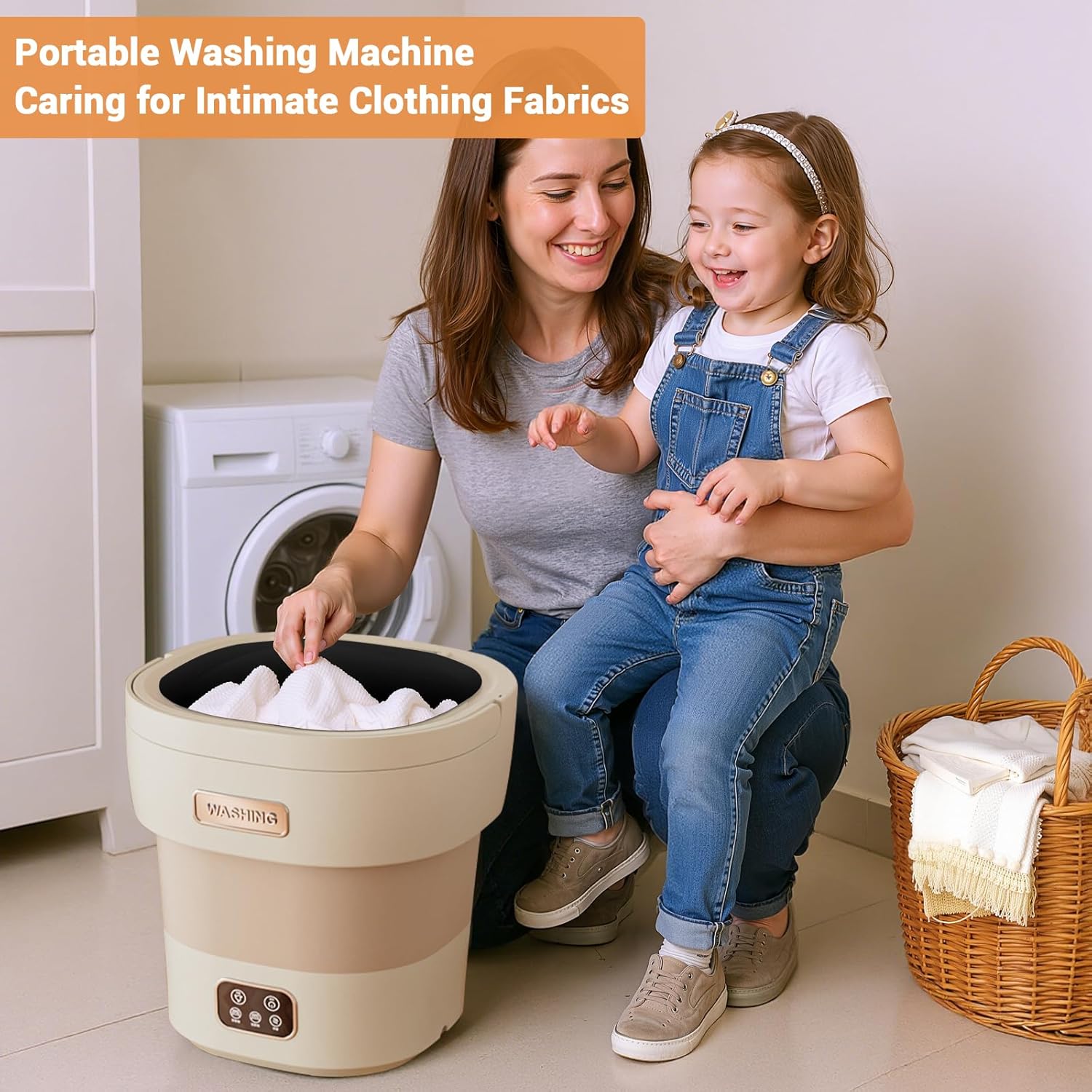 Portable Washing Machine, Mini Washer 12L Upgraded Large Capacity Foldable Washer Deep Cleaning of Underwear Small Baby Clothes Suitable for Apartments Dormitories Hotels