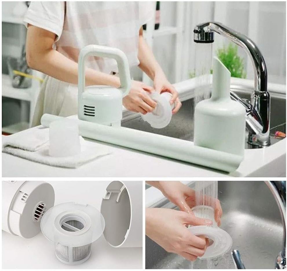 Hand Held Vacuum, Hand Vacuum Cordless with High Power, Mini Vacuum Cleaner Handheld Powered by Li-ion Battery Rechargeable Quick Charge Tech, for Home Cleaning. (Color : White)