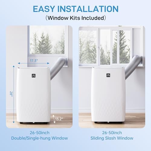 Portable Air Conditioners, 14000 BTU Air Conditioner for 750 Sq. Ft, Dehumidifying & Fan, Quiet Operation and Easy Mobility, Remote Control for Home & Office
