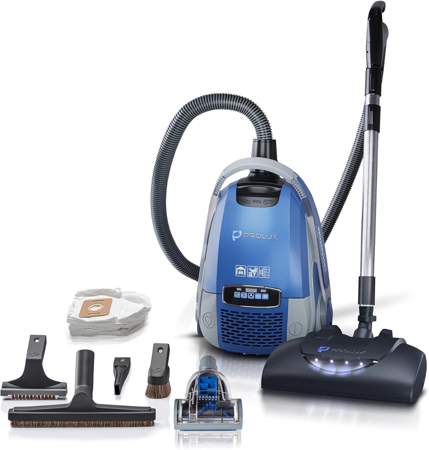 Prolux Phantom Canister Vacuum Cleaner with Wessel Werk EBK360 Power Nozzle, Lightweight, Powerful, H12 HEPA Filter Easy Suction Adjustment, Perfect for Quick and Efficient Cleaning