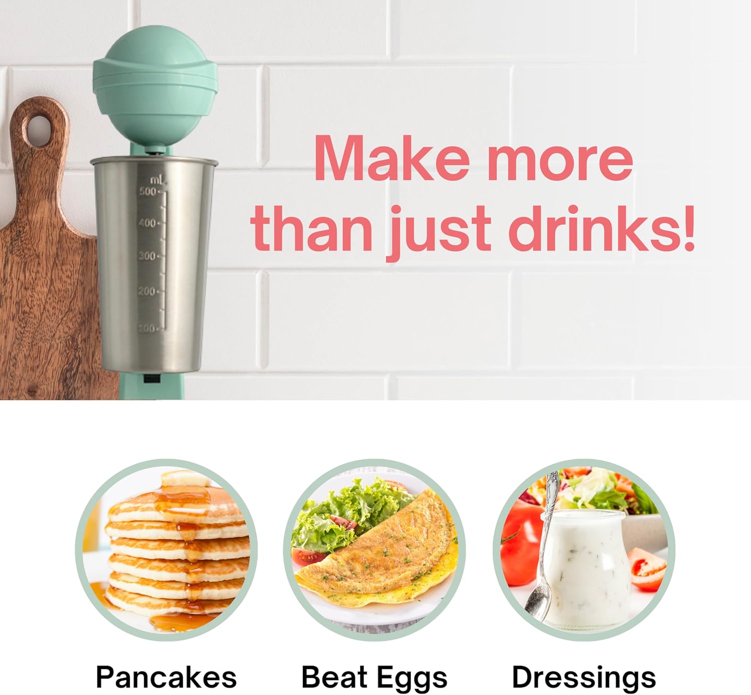 Electric Milkshake Blender & Frother Restaurant Quality Smoothie Maker Easy Clean Drink Blender with 16.9 oz. Stainless Steel Cup