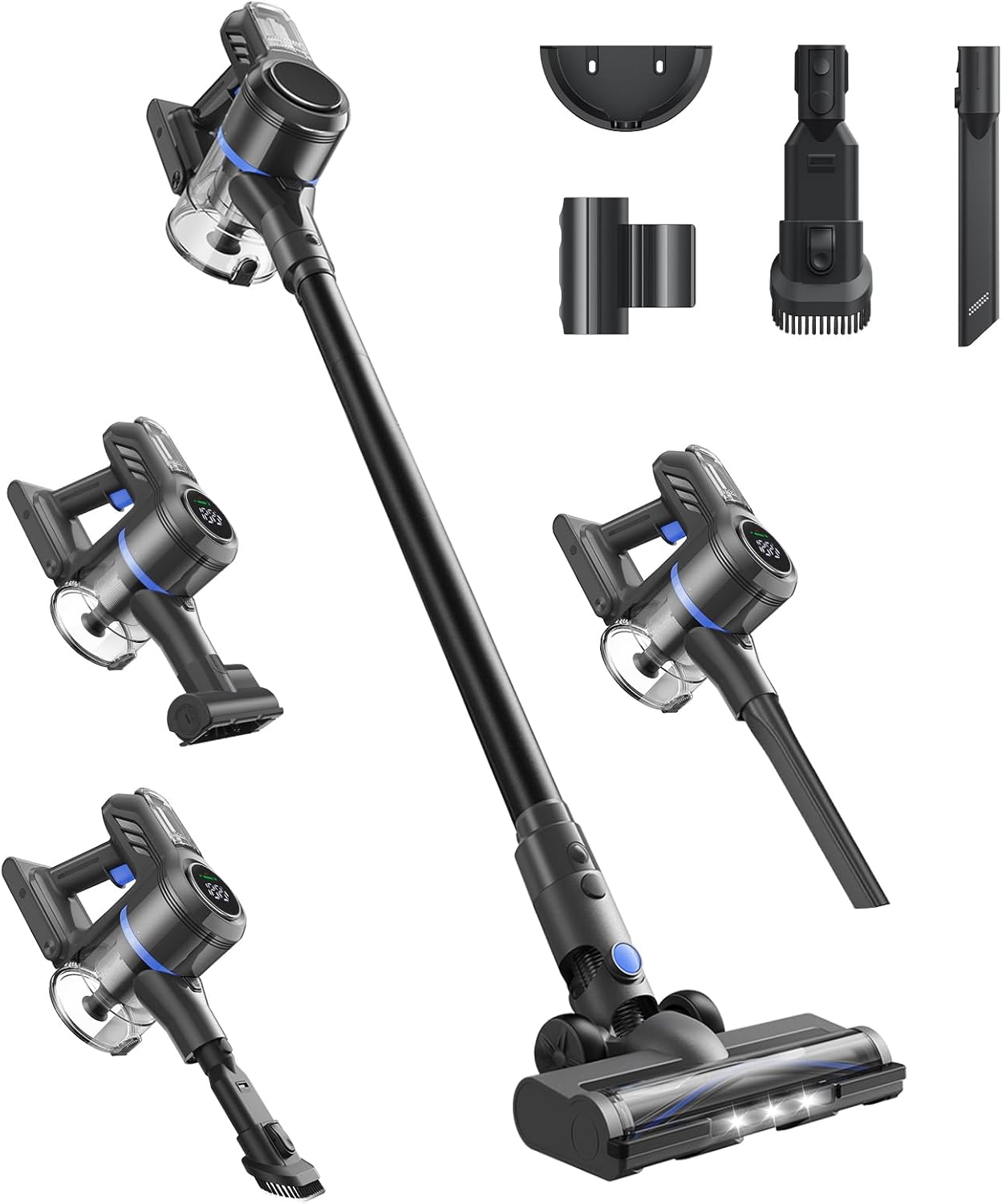 DREAME J30-W Cordless Vacuum Cleaner with LED Headlights, 450W Powerful Suction, 65-Min Runtime, Detachable Battery, One-Touch Emptying, Stick Vacuum Cleaner for Pet Hair, Carpet & Hard Floor