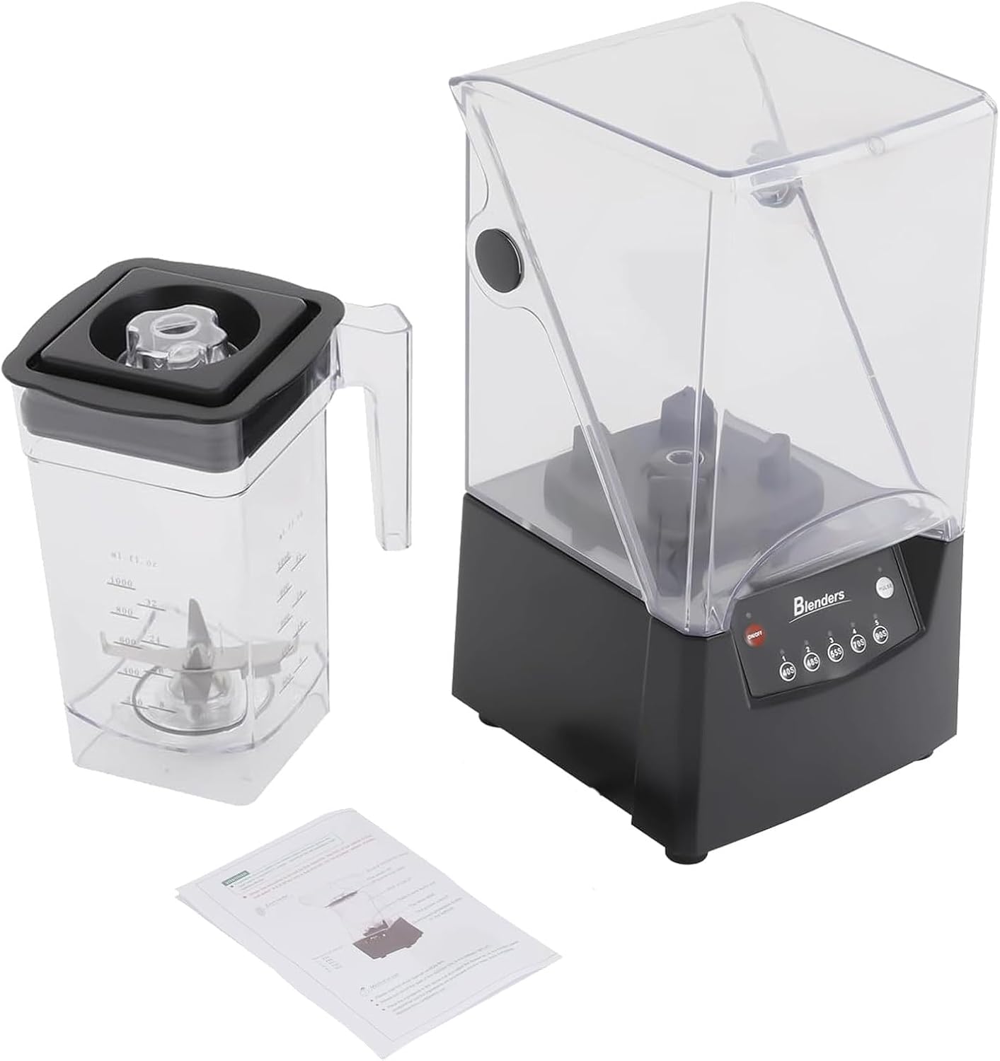 Professional Countertop Blender:2200w Commercial Smoothie Mixer Blender with Removable Soundproof Shield,Ice Crushing Blades for Crushing Ice & Self-Cleaning for Restaurants/Home Use