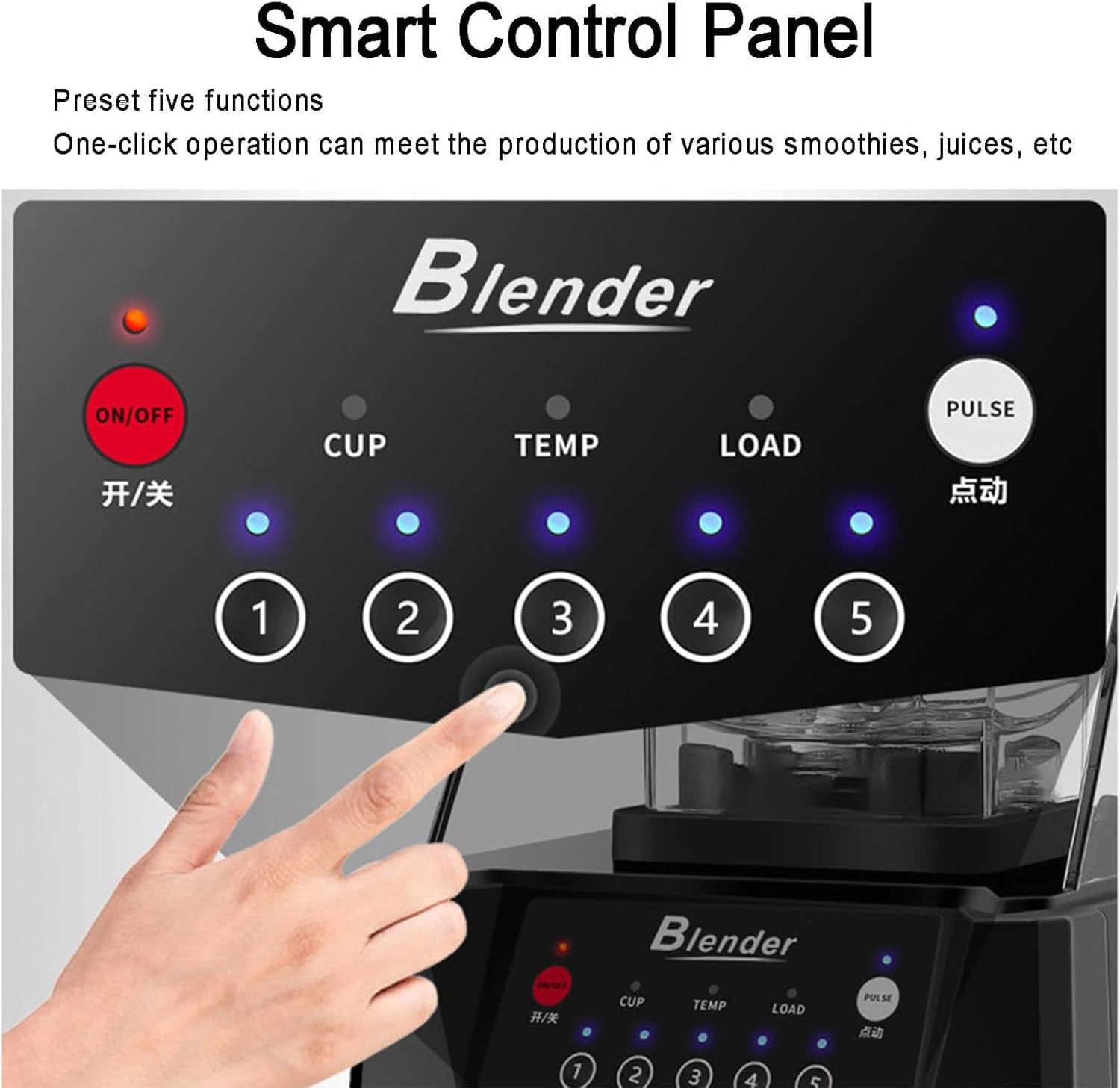 Blender for Smoothies, Commercial Blender 2L Smoothie Machine Fruit Juice Smoothie Maker with Smart Touch Screen Adjustable Speed for Home Restaurants Hotels