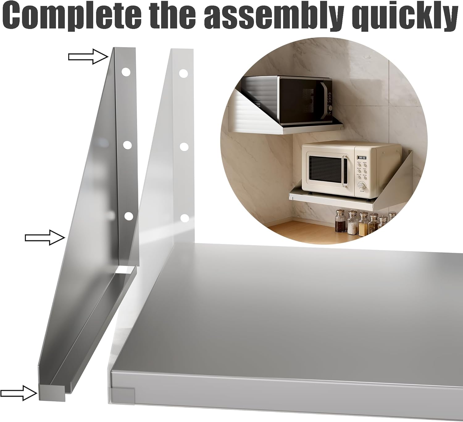 Stainless Steel Microwave Shelf Wall Mount 18
