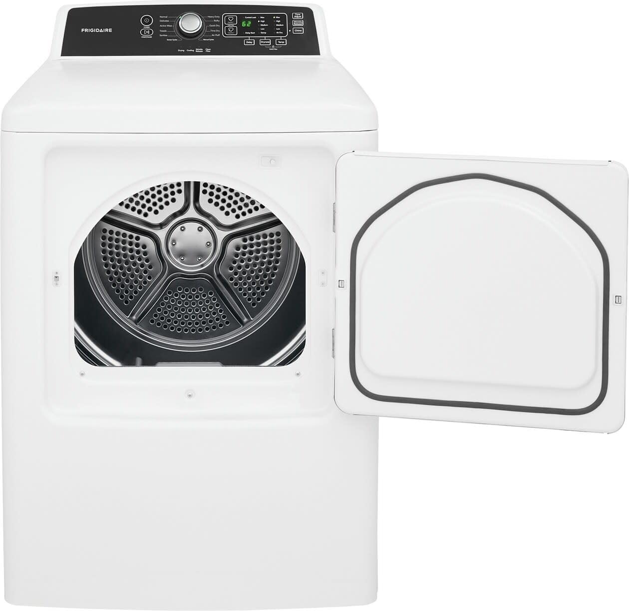 Frigidaire FFRG4120SW 6.7 cu. ft. Large Capacity Free Standing Gas Dryer, 10 dry cycles, Quick Dry, Active Wear, Sanitize, Eco Dry, Anti-Wrinkle, Reversible Door option, in White
