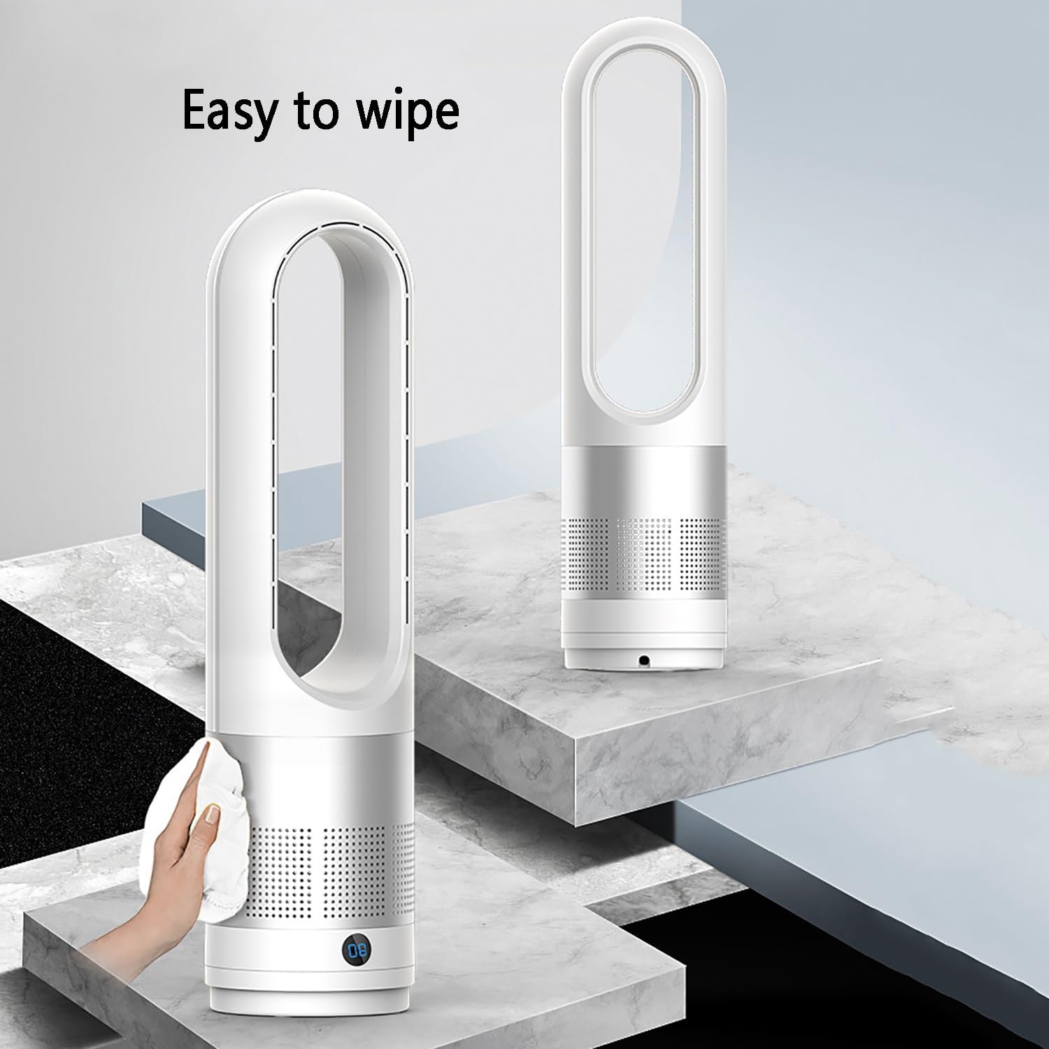 Bladeless Fan, Quiet Oscillating Tower Fan with Remote, Office Floor Fan, Air Circulation Fans, Hot and Cold, Can Be Used All Year Round；8 Air Speeds, Timed Appointments(Gold)