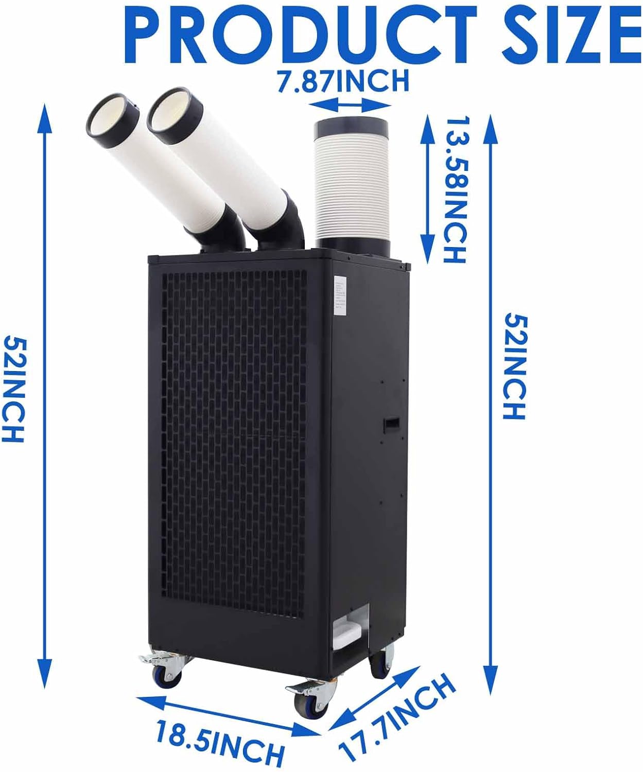 Portable Air Conditioner 550m³/h Industrial Grade Mobile Spot Cooler with 1.3 Gal Water Tank Double Nozzles 12000 BTU 110V 1100W