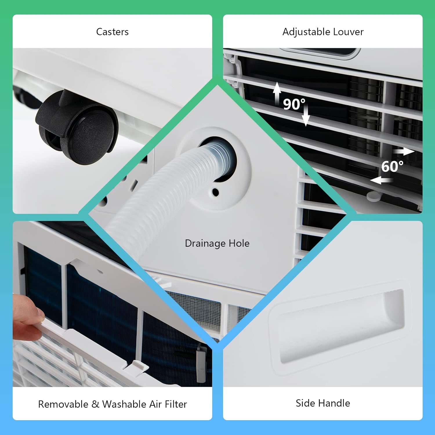 ARLIME Air Conditioner Portable, 8000 BTU Cools up to 230 sq. ft, Portable AC Unit with Fan & Dehumidifier, 2 Speed, Child Lock, 24H Timer, LED Display, Air Cooler for Living Room, Bedroom, Office