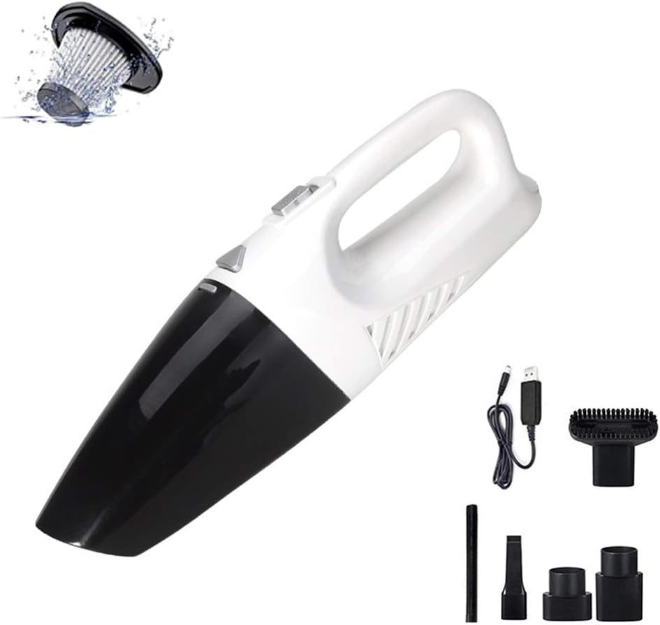 Handheld Vacuum Cleaner, 120W Rechargeable Wet and Dry Vacuum Cleaner, Portable Handheld vaccum Cordless with 3500Pa Powerful Suction, for Car, Pet Hair, Dust, Home,Whit
