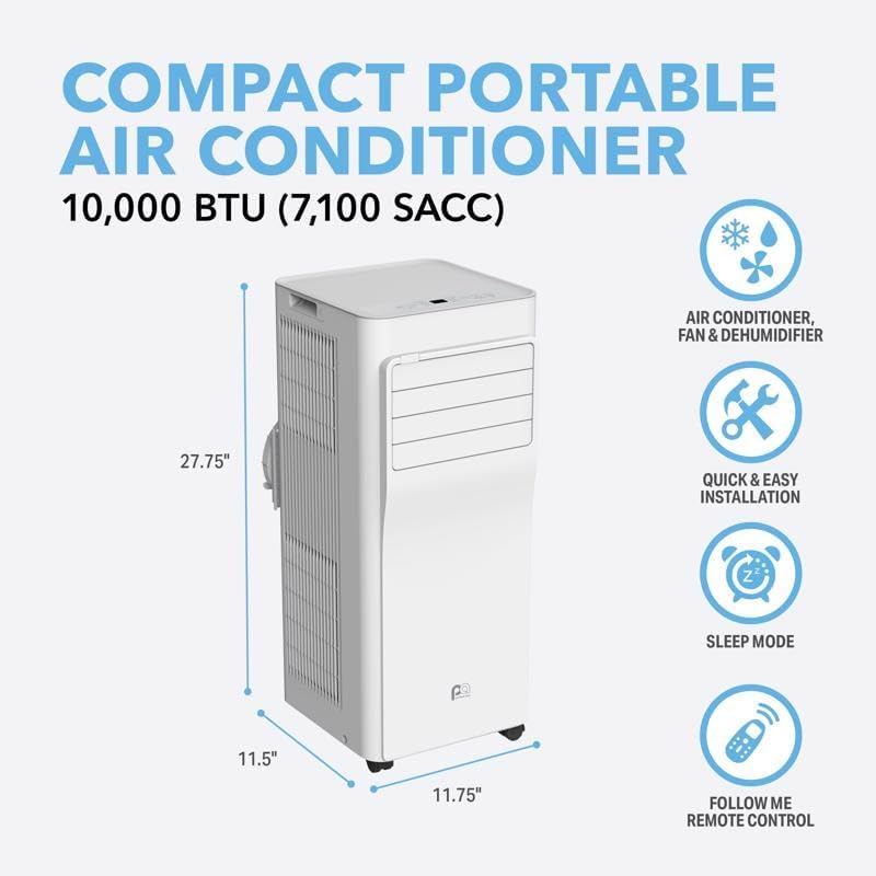 Perfect Aire 250 sq ft 3 speed 10,000 (7,100 SACC) BTU Portable Air Conditioner with Remote