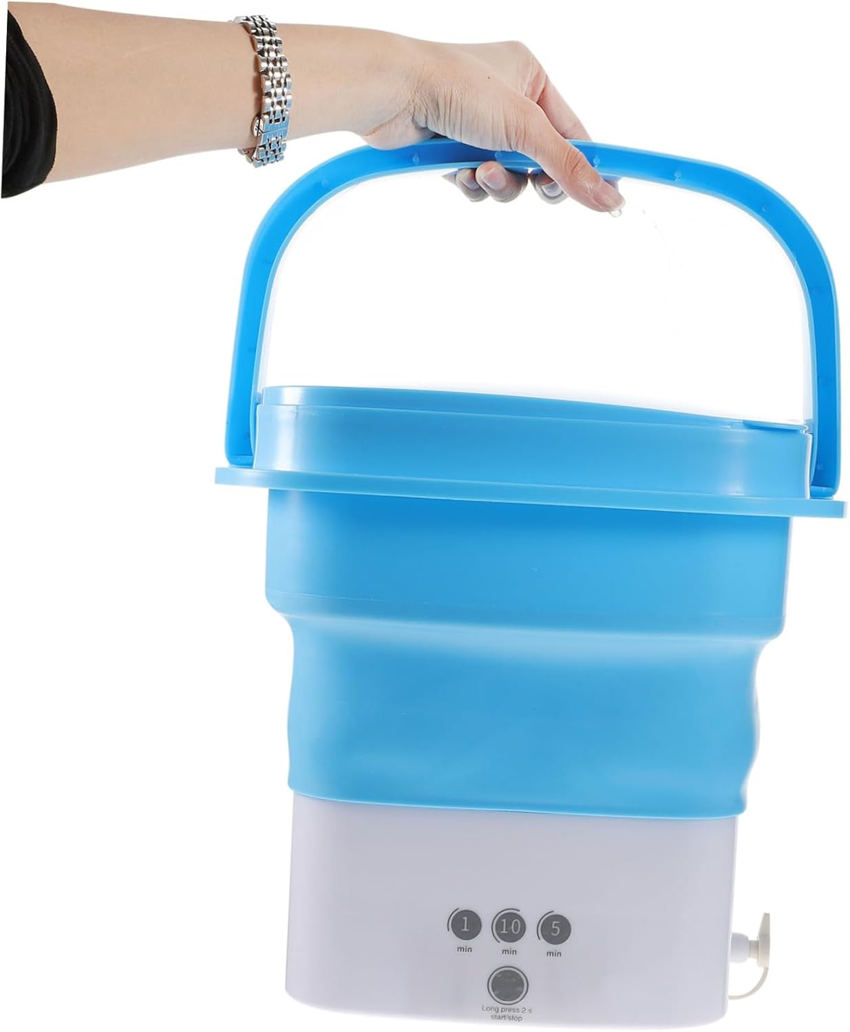 Portable Folding Washing Machine Compact Lightweight Mini Washer for Apartments Camping Travel with Timer Touchscreen and Efficient Drainage System