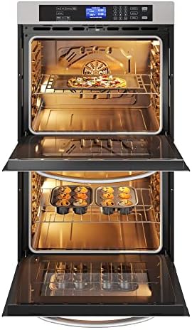 KoolMore 30-Inch Electric Double Wall Oven with Quiet, Rapid Convection Cooking, 7 Cook and Baking Modes, Dual Large Capacity Ovens, Stainless-Steel Unit, Self-Cleaning (KM-WO30D-SS)