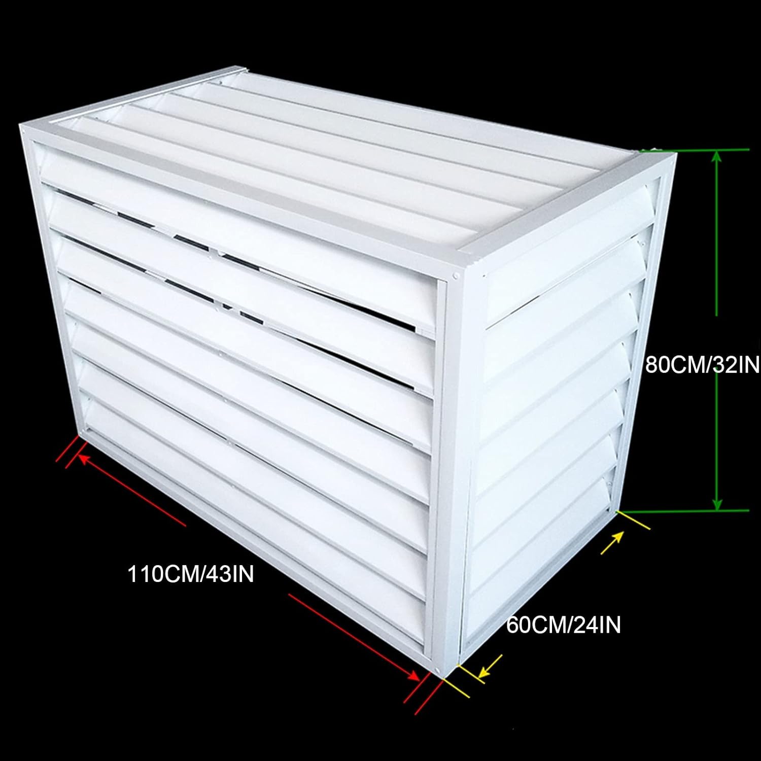 Aluminum Mini Split Air Conditioner Cover Heat Pump Cover for Outside Units White Louver Fence to Hide Air Conditioner Indoor and Outdoor Use