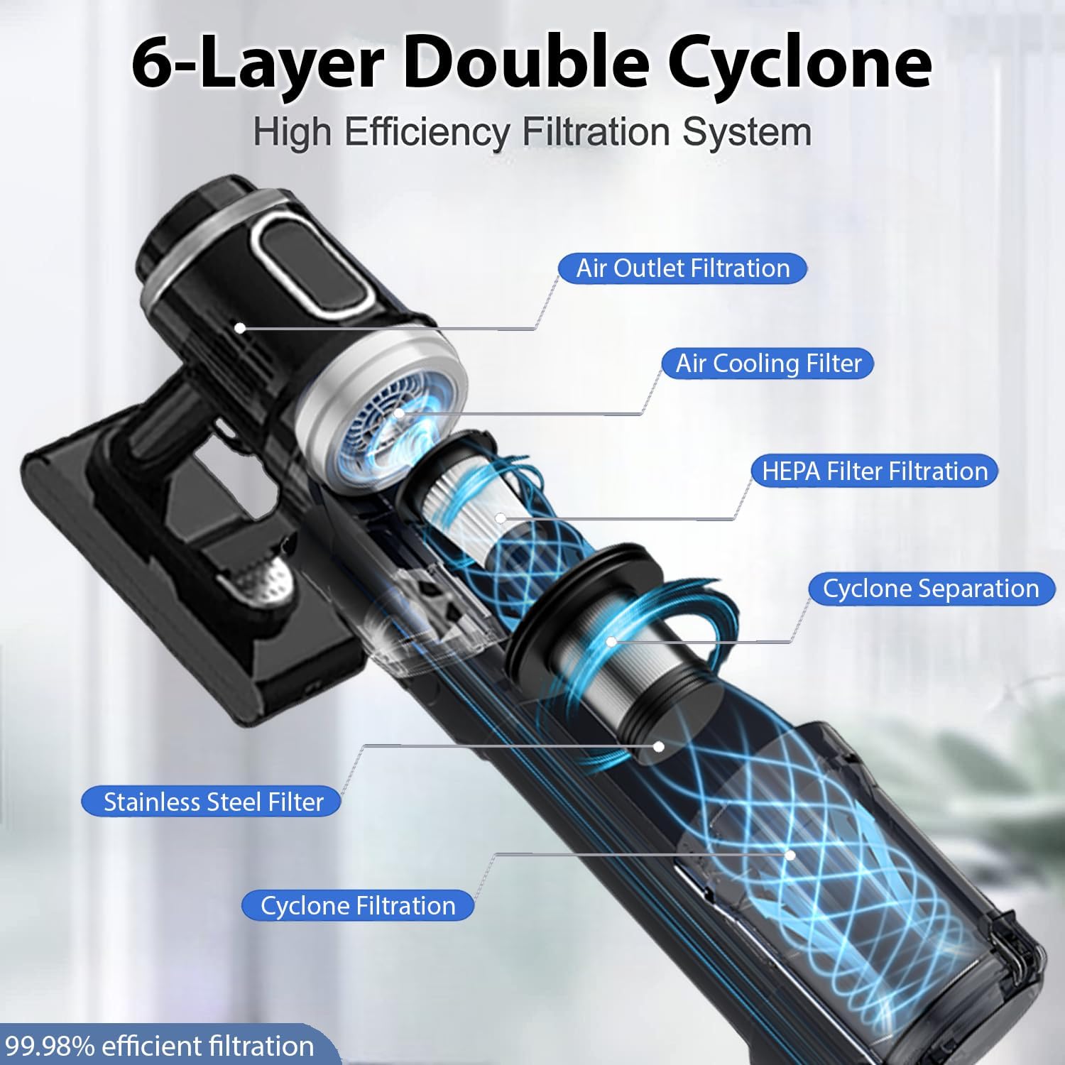 V12 Cordless Vacuum Cleaner, 400W 65Mins Cordless Stick Vacuum Powerful Suction, LED Touch Display, Rechargeable Wireless Handheld Lightweight Vacuum for Home, Hard Floors, Carpet, Car, Pet Hair