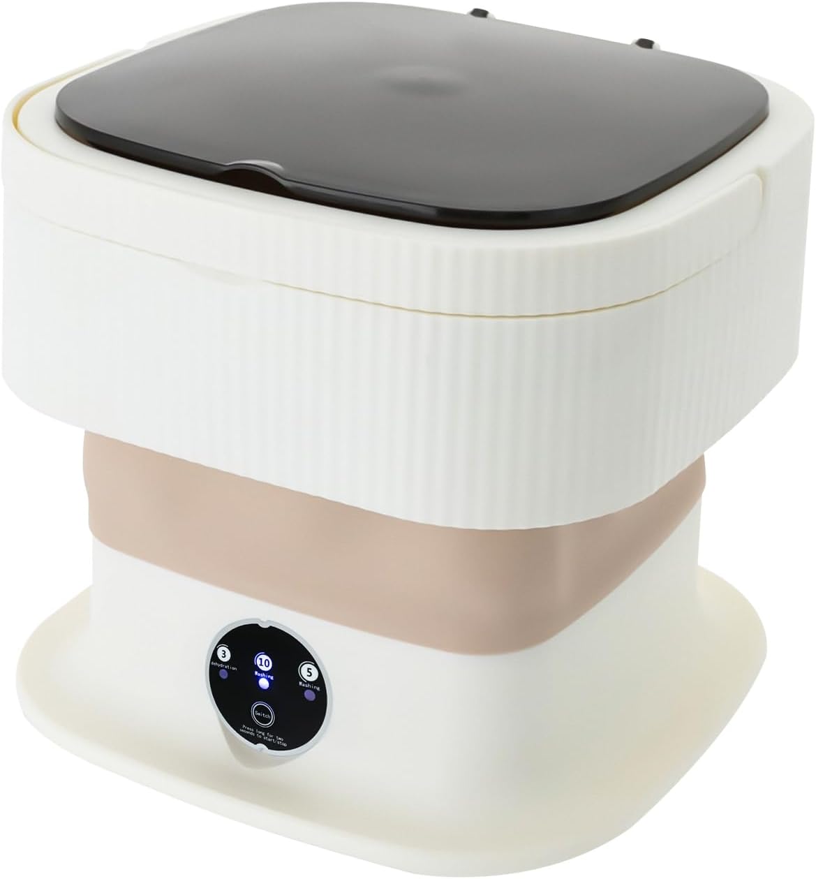 Xuthusman Portable Washing Machine,10 L Foldable Mini Washer with Turbine Core 3 Wash Modes for Apartments Travel Dorms RV Lightweight Compact Laundry for Underwear Socks(Khaki)