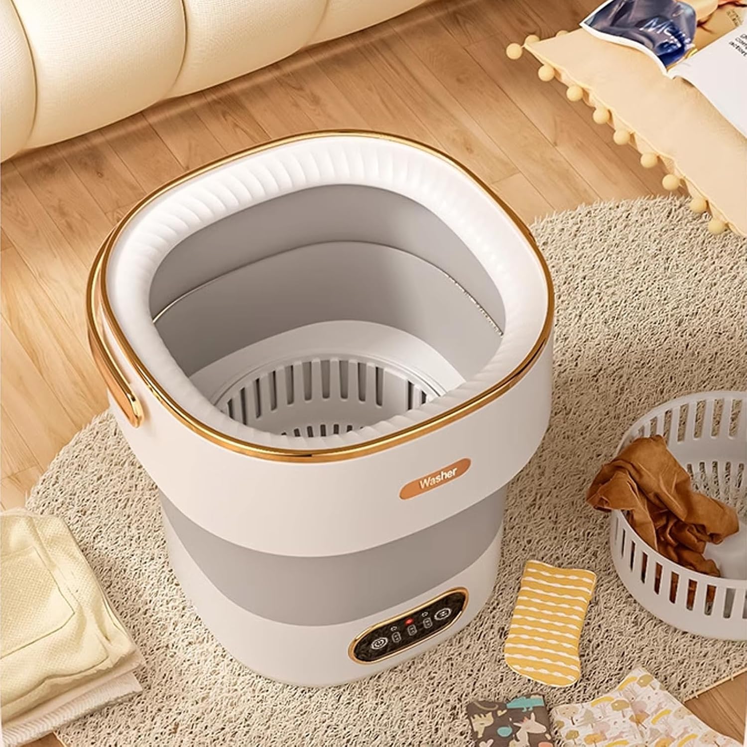 Portable Mini Washing Machine, Small Washing Machine, 19L Large Capacity Underwear Washer, for Underwear, Baby Clothes Socks and Small Items, Apartments, Dorm,RV(Black)