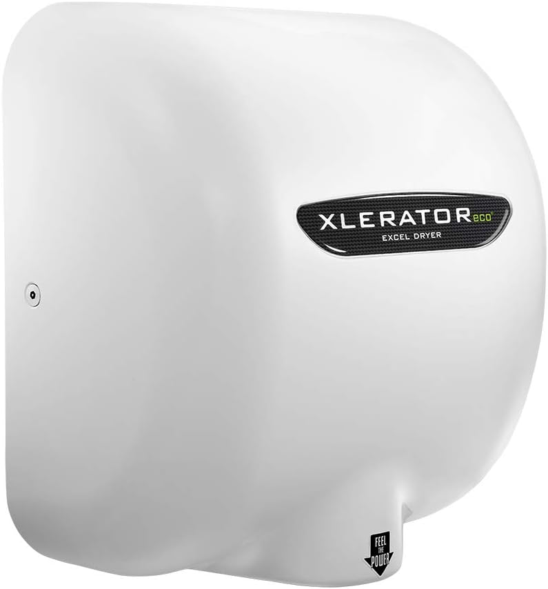 XLERATOReco XL-BW-ECO 1.1N High Speed Commercial Hand Dryer, Excel Dryer, White Thermoset Cover, Automatic Sensor, Surface Mount, Noise Reduction Nozzle, LEED Credits, No Heat 4.5 Amps 110/120V
