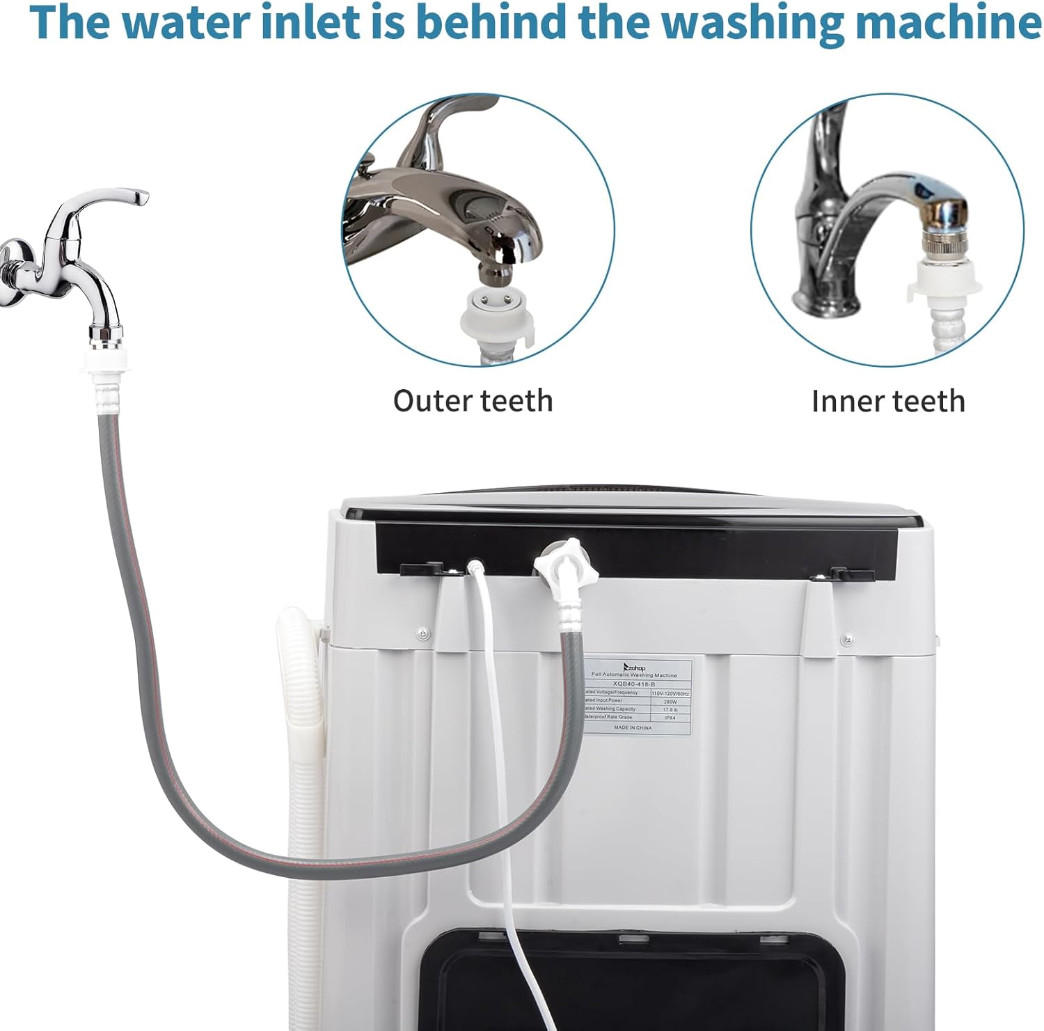 Full Automatic Washing Machine,17.6Lbs Top Load Portable Washer with Drain Pump, 10 Wash Programs 8 Water 2 in 1 Washer and Dryer for Apartments, RV, Camping