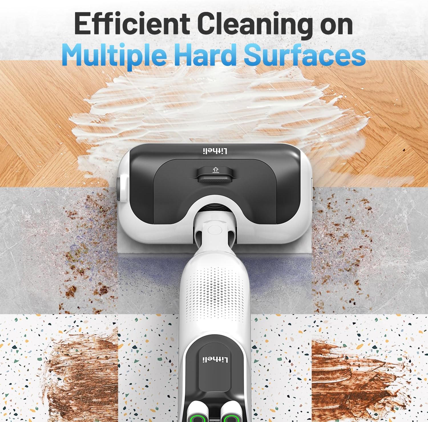 LiTHELi Cordless Vacuum Mop Cleaner, 2-in-1 Hard Floor Stick Vacuum, Wet Dry Mop, 2 Disposable Dust Boxes, 14 Disposable Pads & 1 Washable Pad, 2 Swappable 4000mAh Batteries
