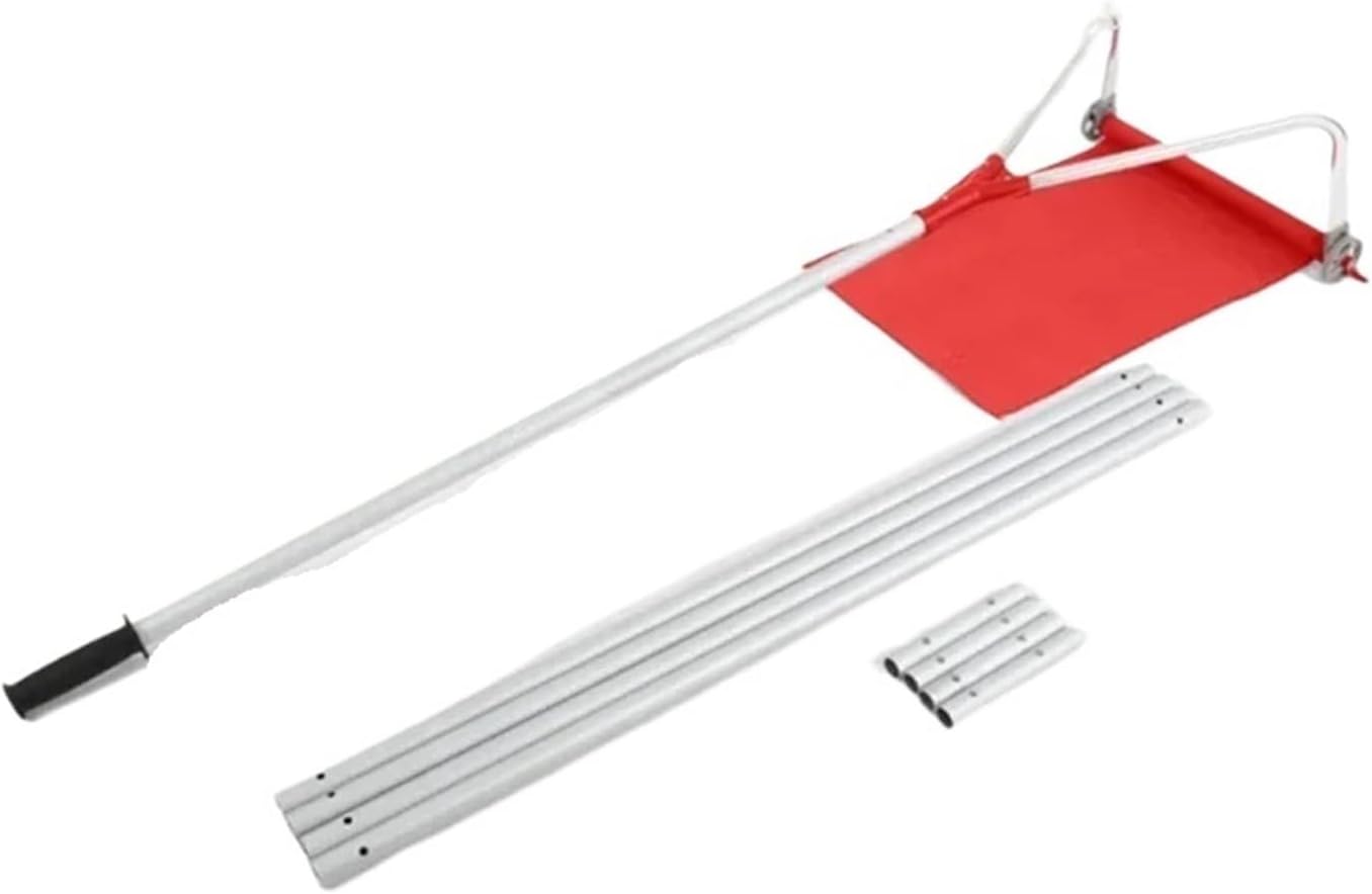 Roofing Snow Rake Adjustable Long Handle Aluminum Shovel Oxford Cloth(Orange)