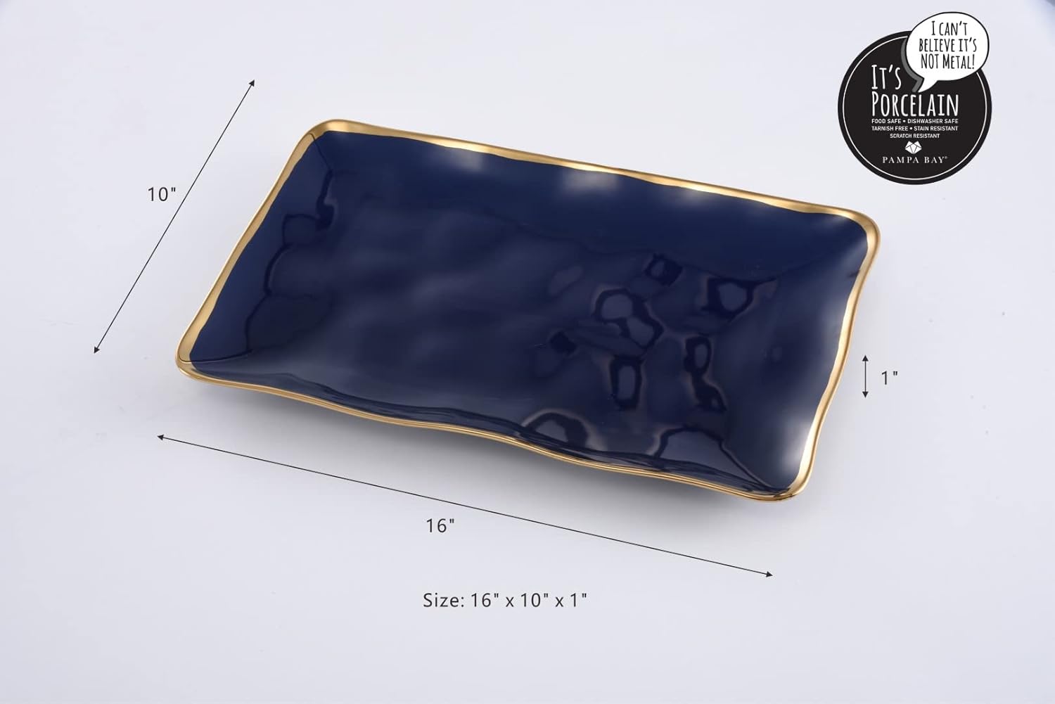 Pampa Bay Thin and Blue Rectangular Platter