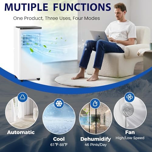 SIMOE 8000BTU Air Conditioner Portable, with Cool, Dehumidifier, Fan Mode, Small Portable Air Conditioner with Child Lock, Remote & Touch Control, 24H Timer, Portable AC Unit for room 250 Sq. Ft.