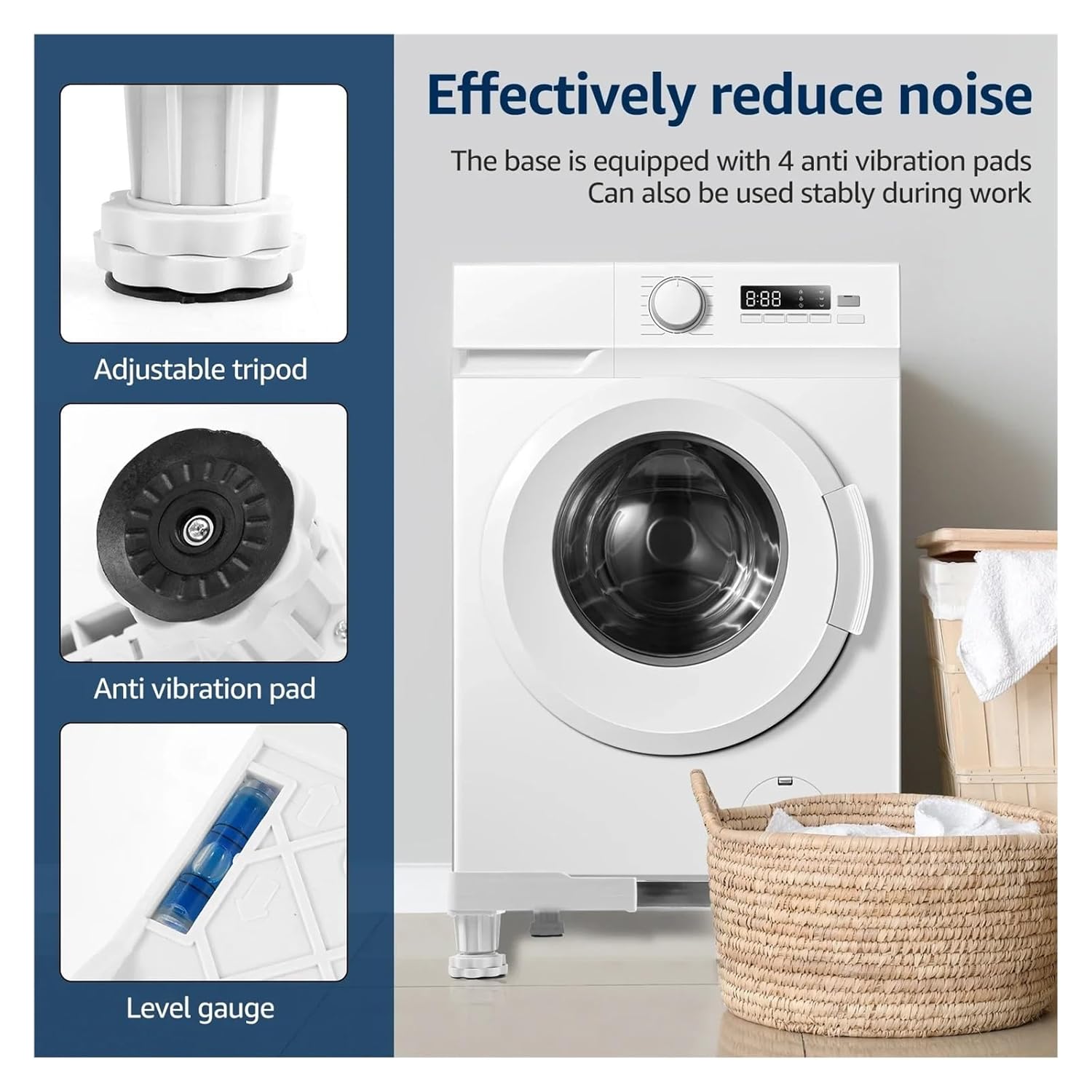 Washing Machine Stand Anti Vibration Feet Pads Movable Appliance Stand Laundry Pedestal Washing Machine Base Furniture Pad