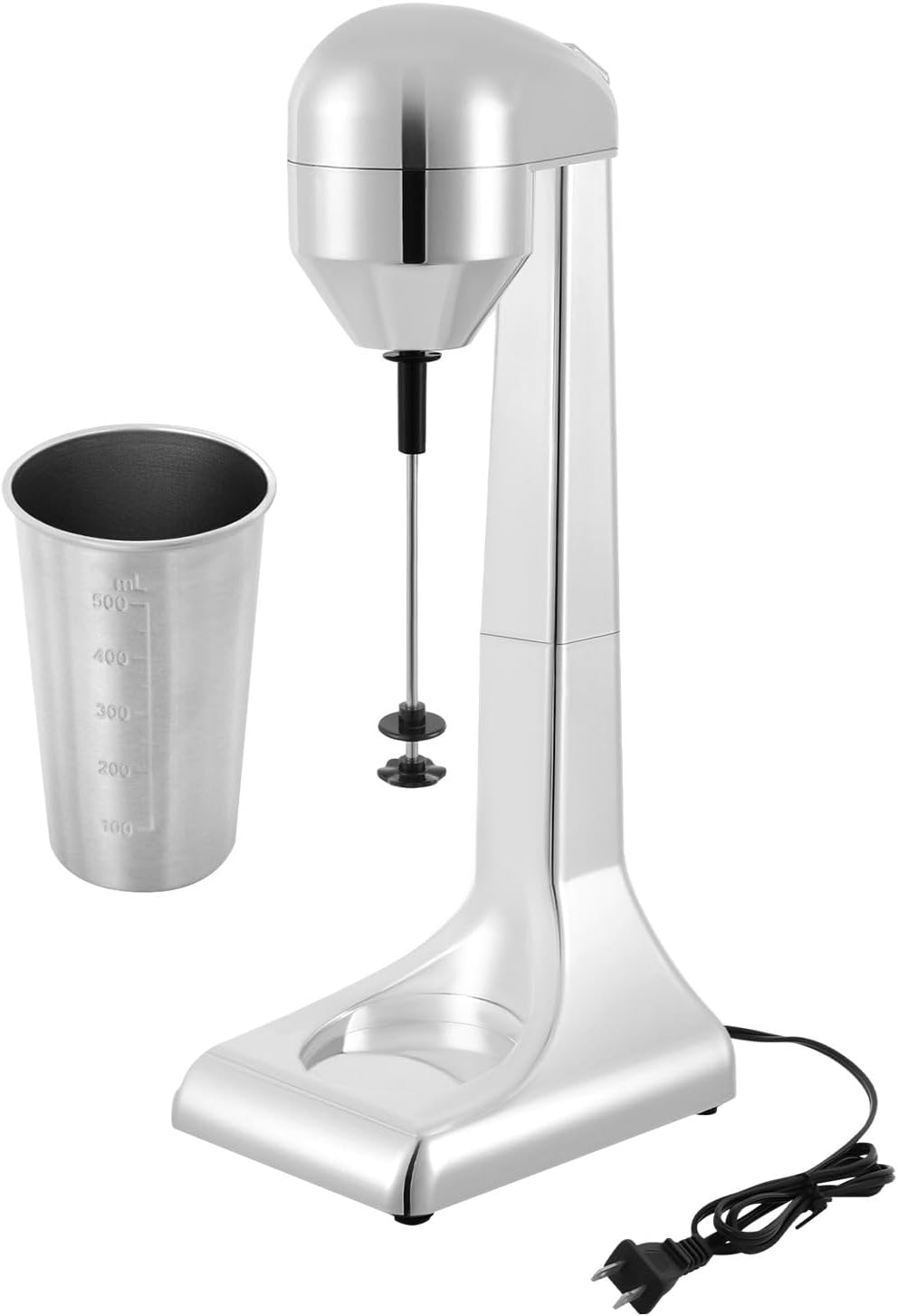 ​Electric Milk Shake Blender 100W 22000 RPM Stainless Steel Commercial Drink Mixer with 500ml Cup for Milk Tea Shops, Restaurants​