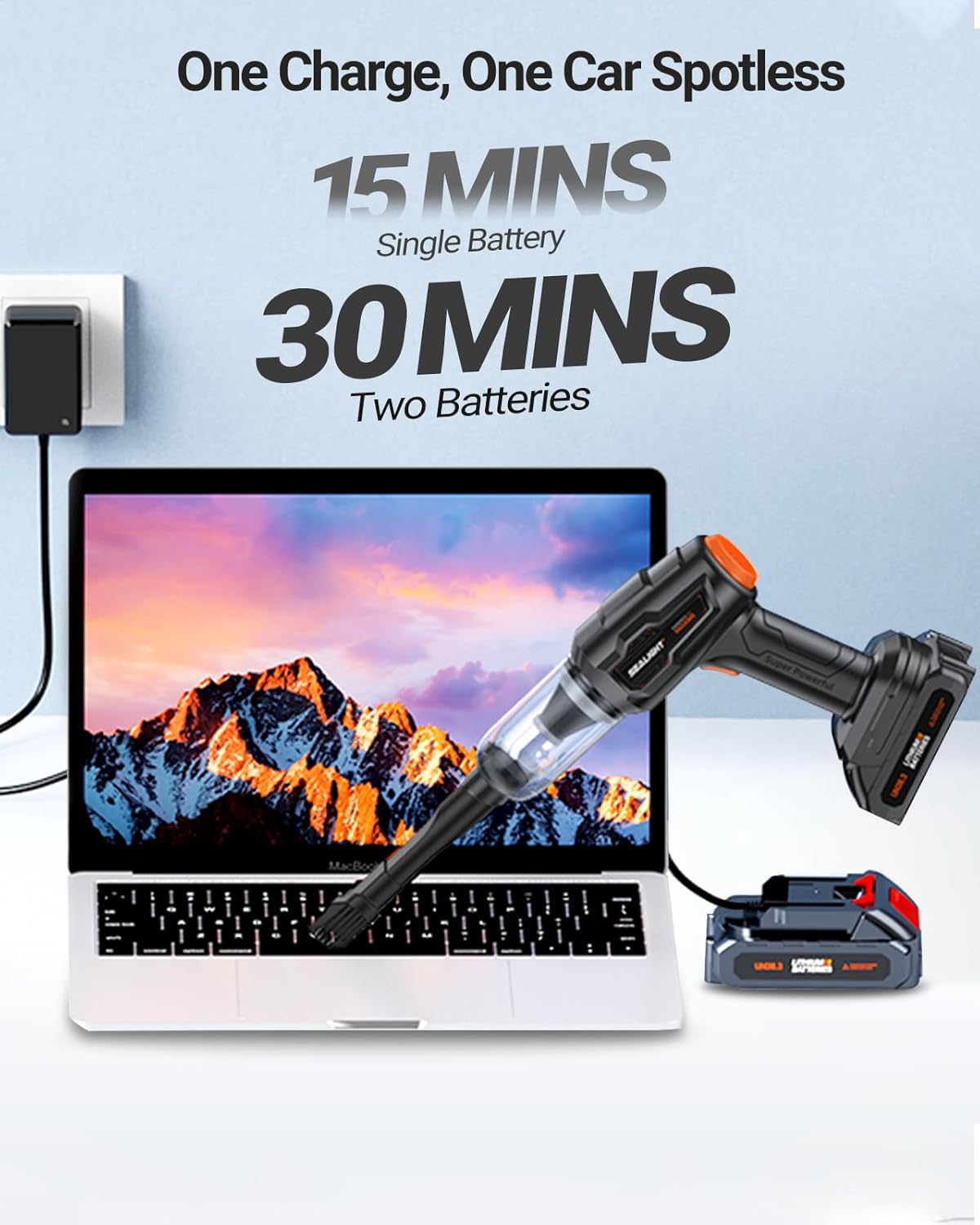 SEALIGHT Car Vacuum Portable Cordless, 21000PA High Power Suction & Blower, Wireless Handheld Vacuum Cleaner for Car, Home, Office, Pet