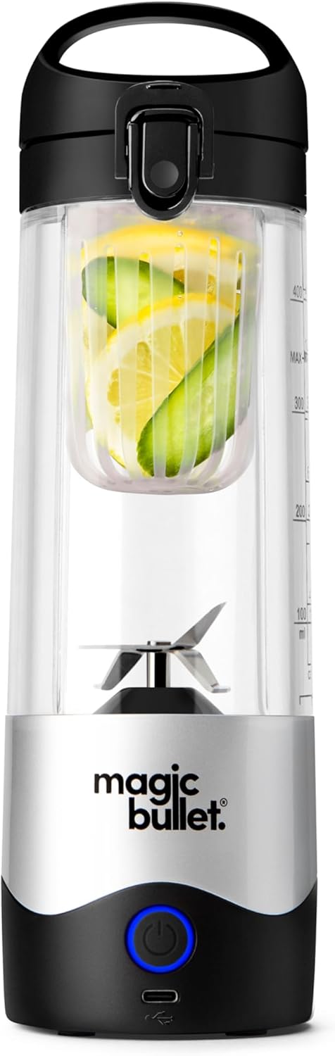 magic bullet Portable Blender MBPB50100W White and MBPB50100 Silver, 16 oz